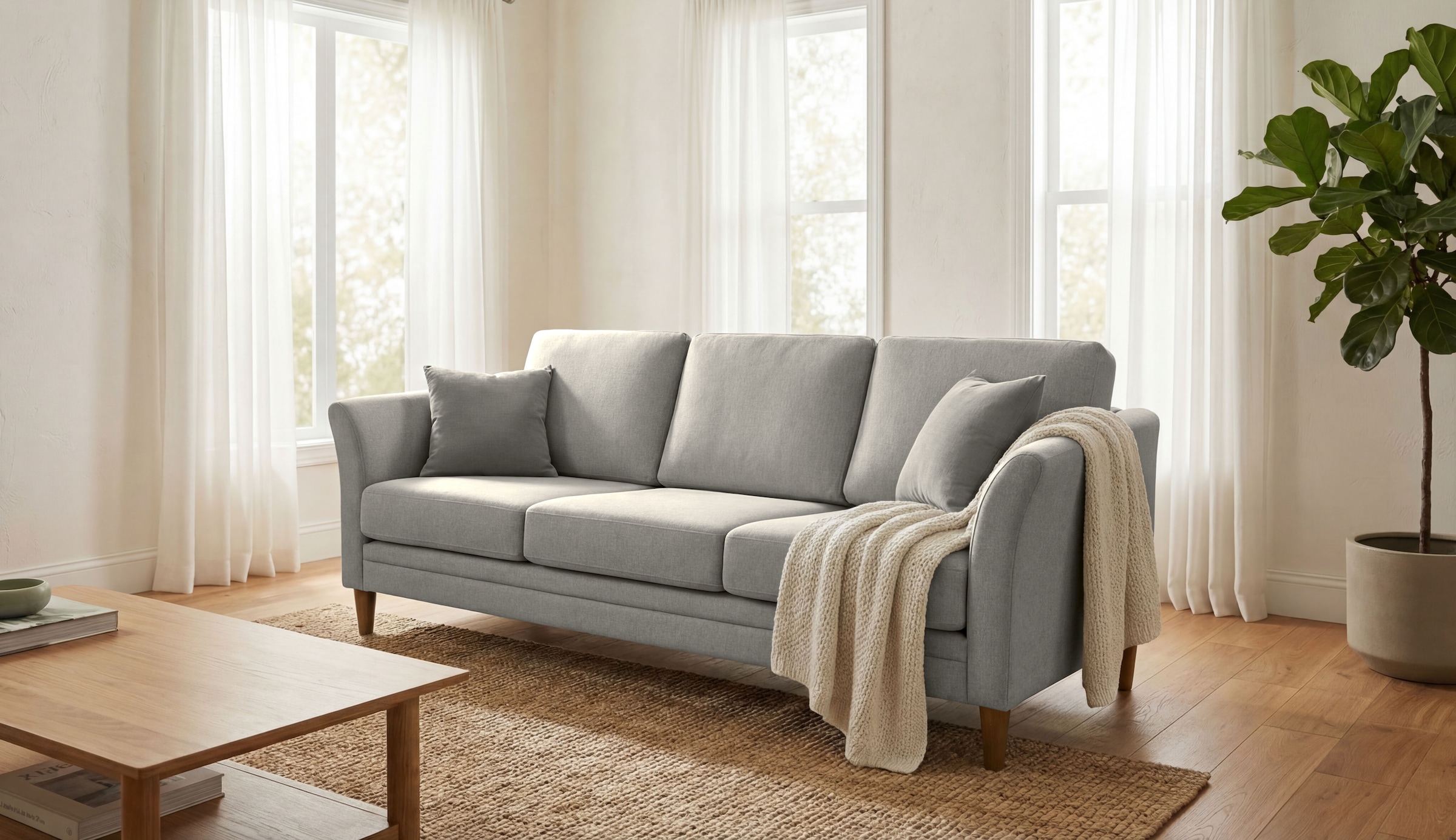 Home affaire 3-Sitzer »Arellano, Breite 217 cm« klassisches Design, 2 Zierkissen inklusive, Webstoff fein