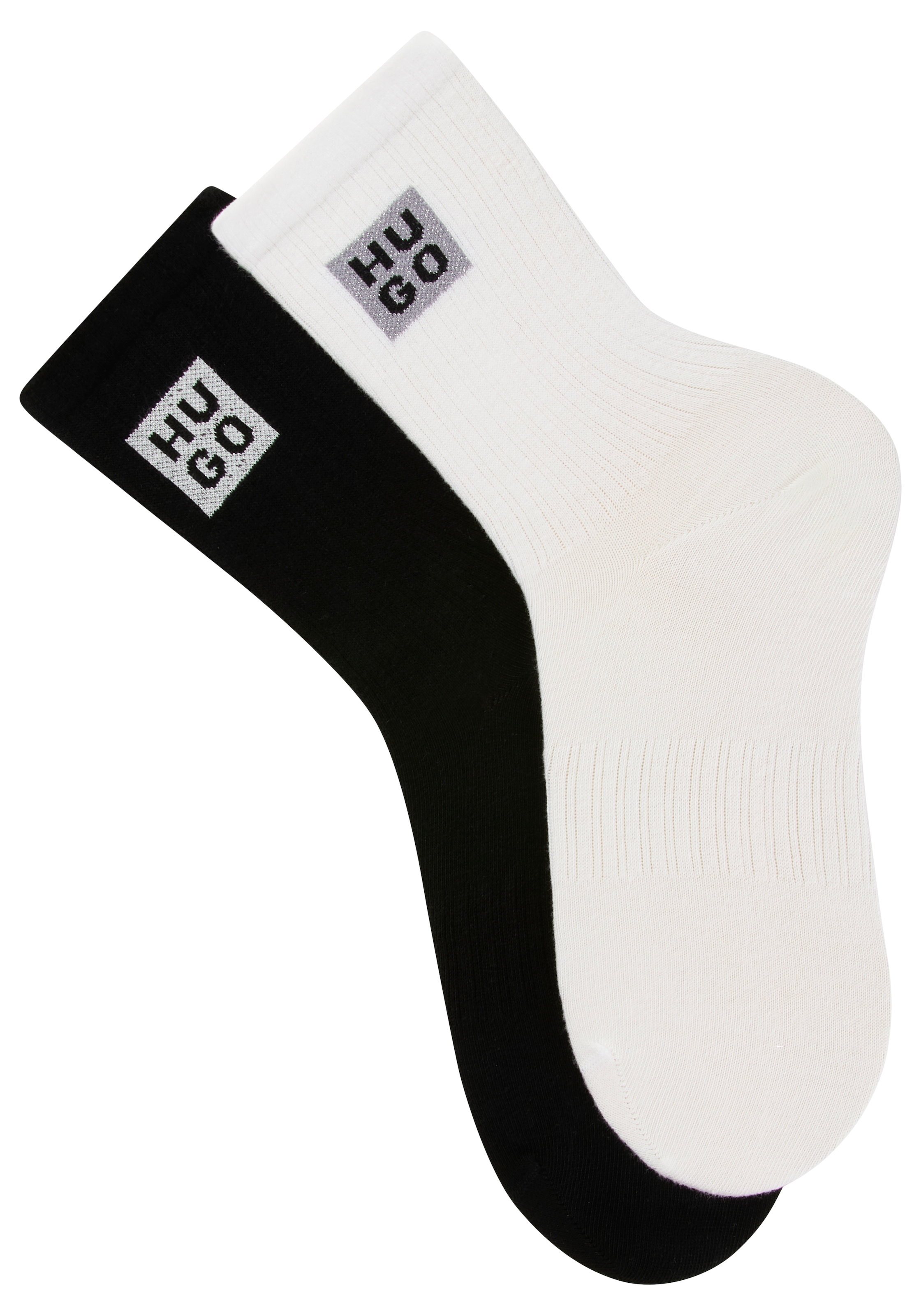 Image of HUGO Underwear Socken "2P QS RIB GIFT CC" Packung, 2 Paar tlg. mit Logoschriftzug und Glitzergarn