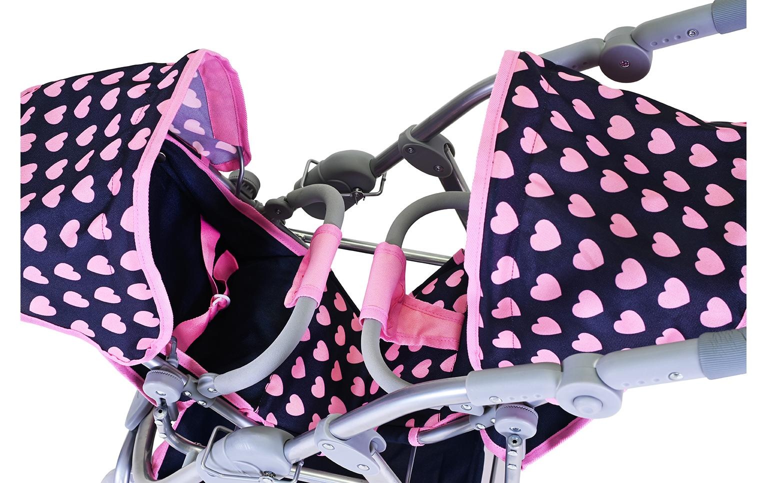 Knorrtoys® Puppen-Zwillingsbuggy »Zwillingspuppenwagen Milo Pink Hearts«