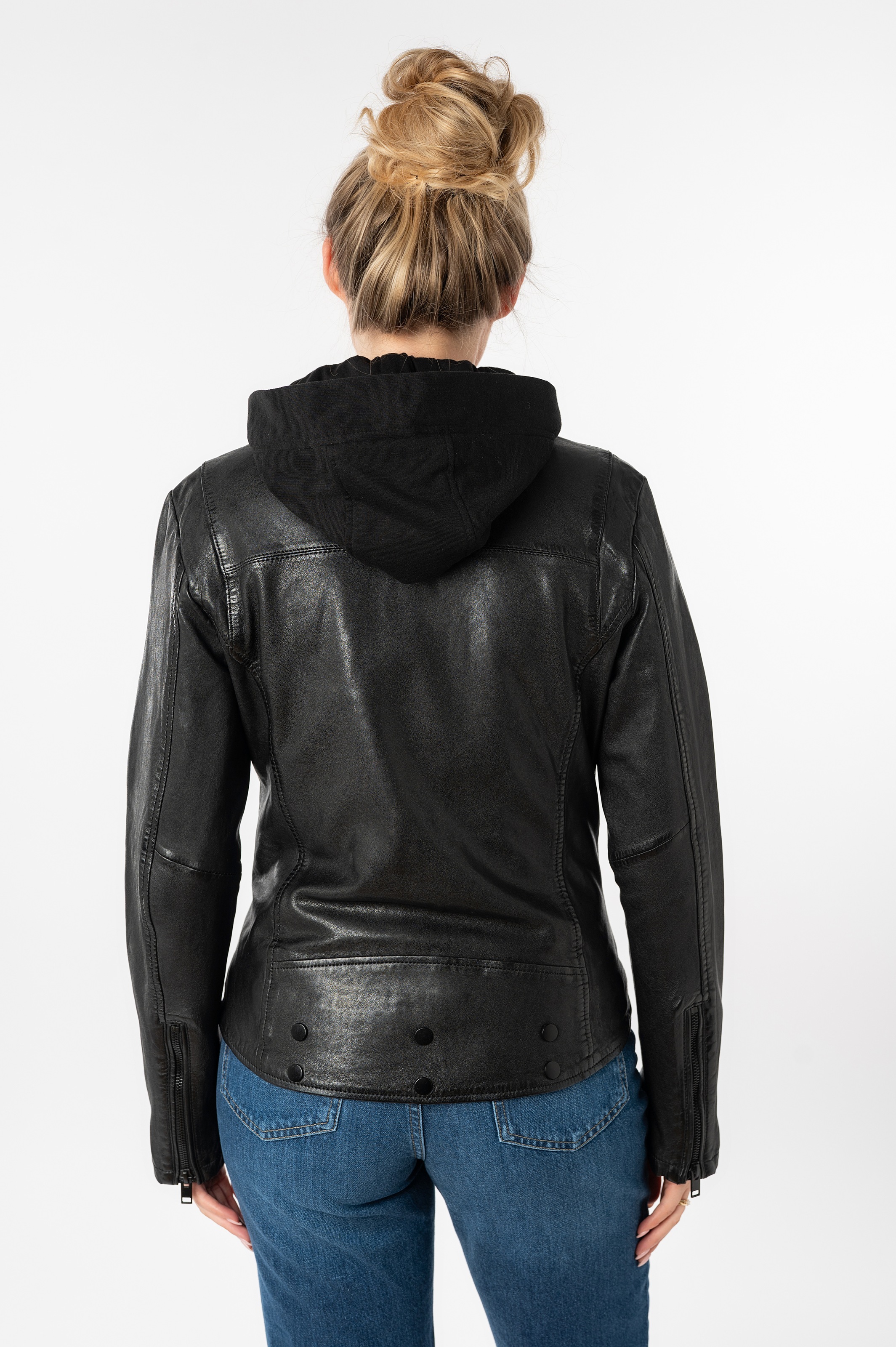 Mauritius Lederjacke »MWTary SF«, mit Kapuze, mit Jerseykapuze und Reverskragen, Slim Fit