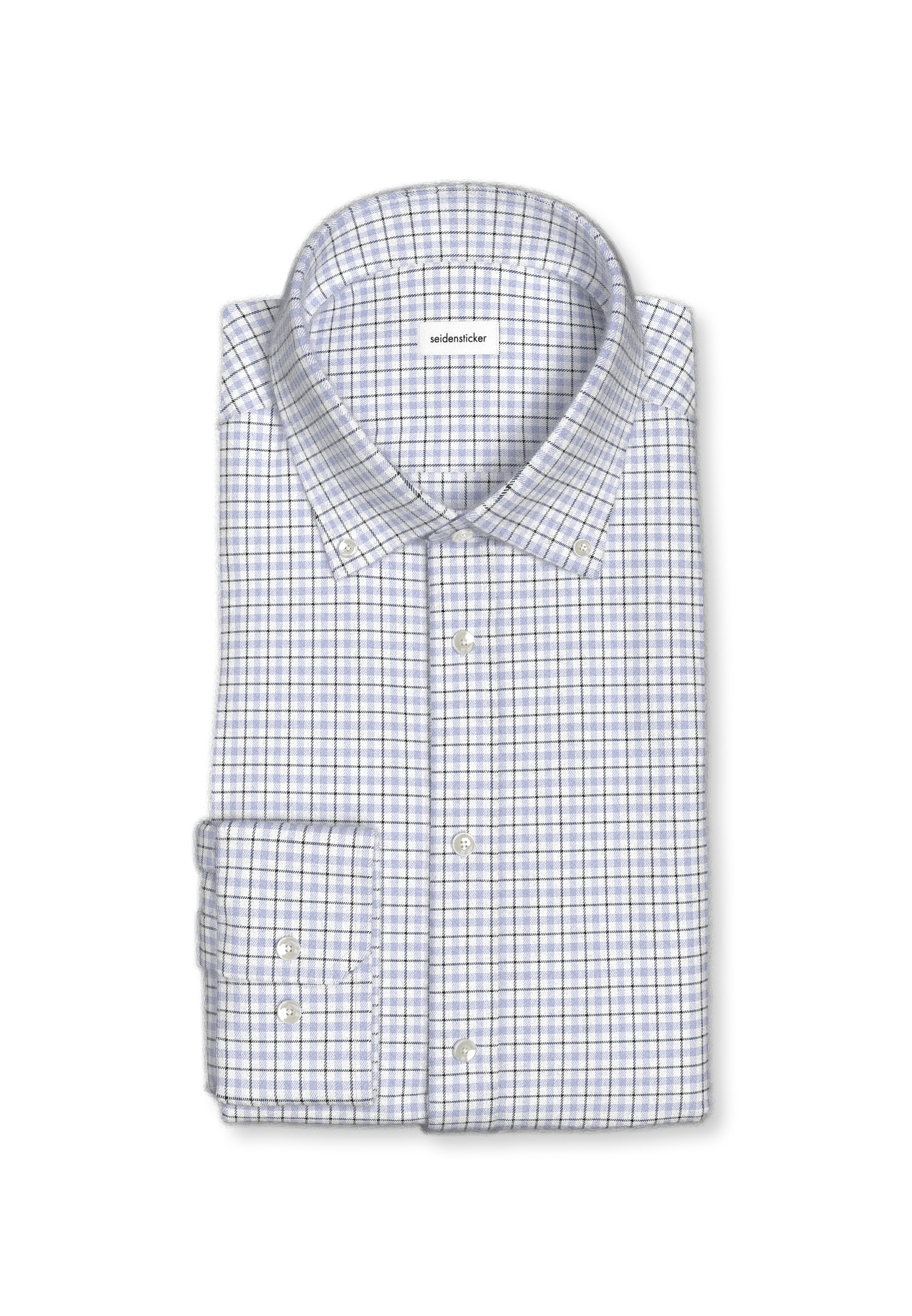 seidensticker Flanellhemd »Schwarze Rose« Shaped 1/1 Button-Down-Kragen Karo