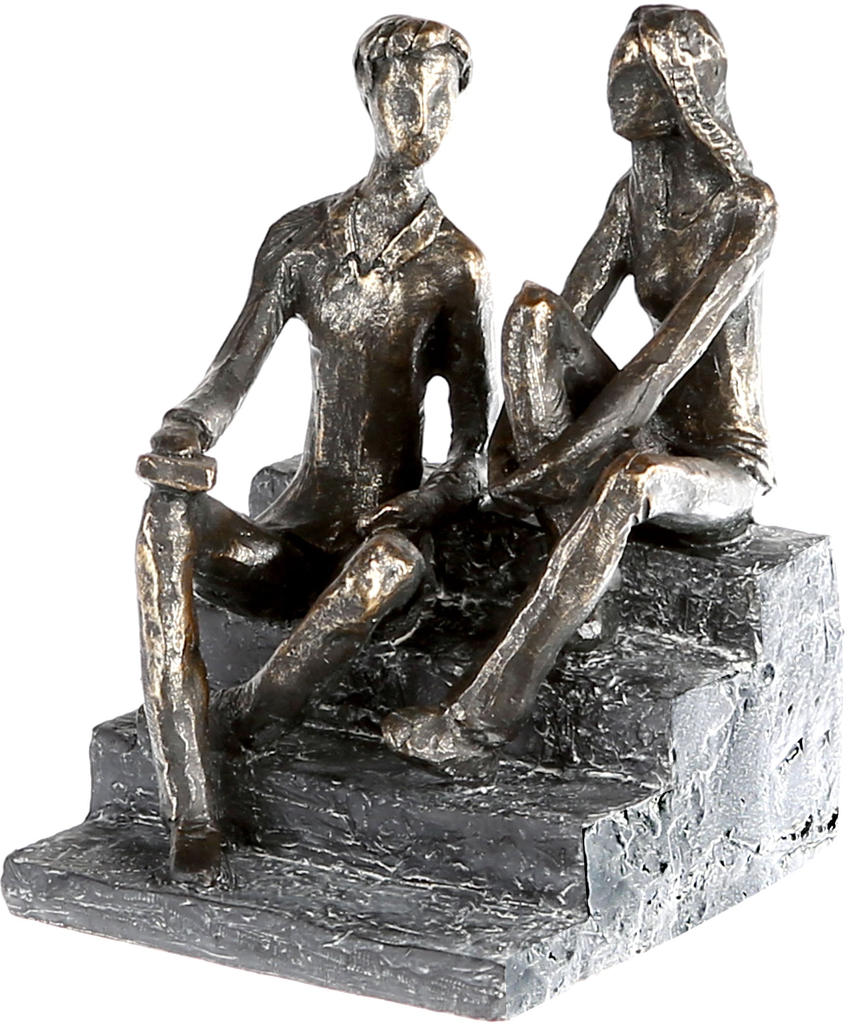 Casablanca by Gilde Dekofigur »Skulptur Discussion, bronzefarben/grau«,  Dekoobjekt, Höhe 17 cm, Pärchen, mit Spruchanhänger, Wohnzimmer jetzt  kaufen