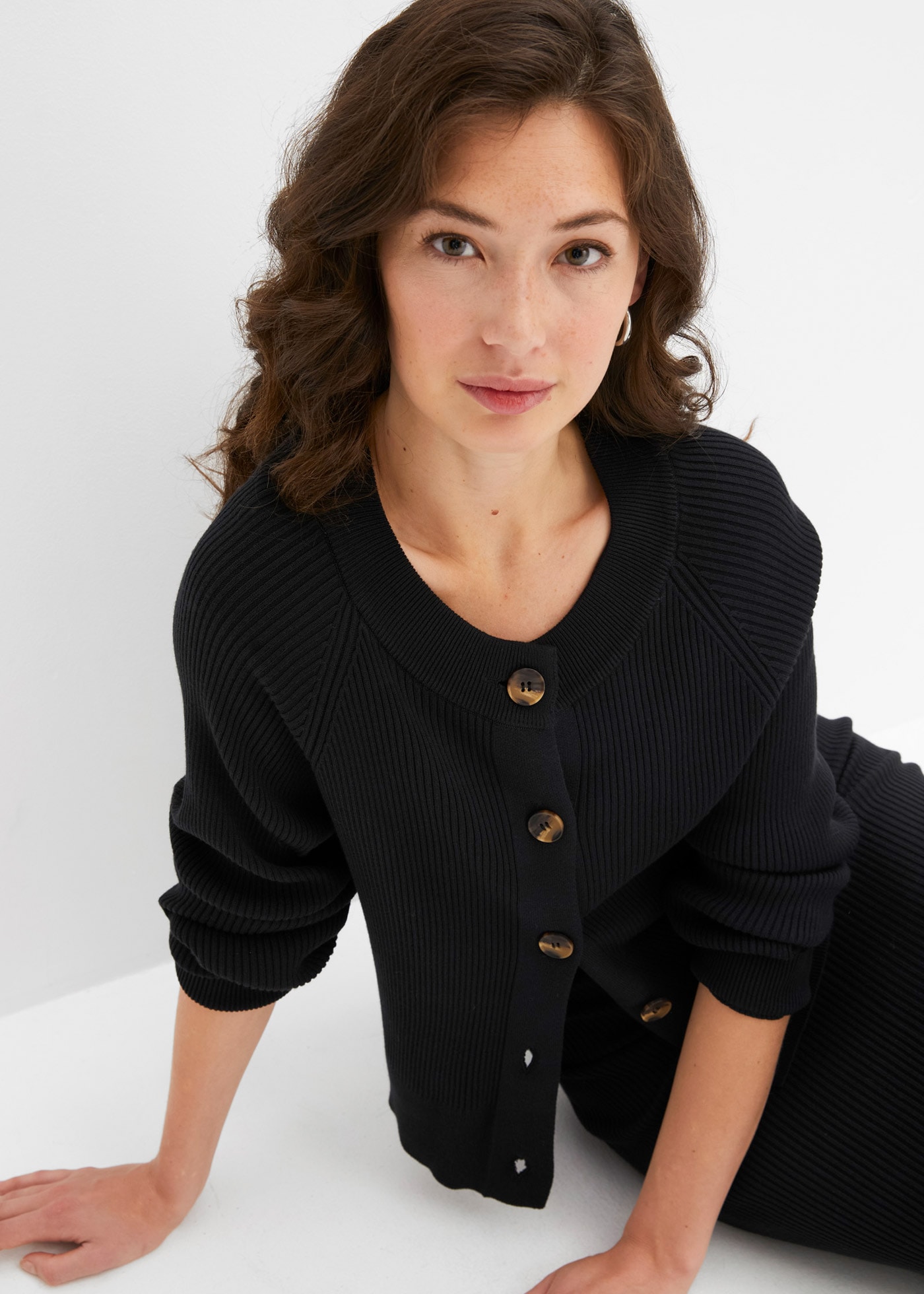 bonprix Strickjacke Ripp-Strickjacke in Viskose-Mix