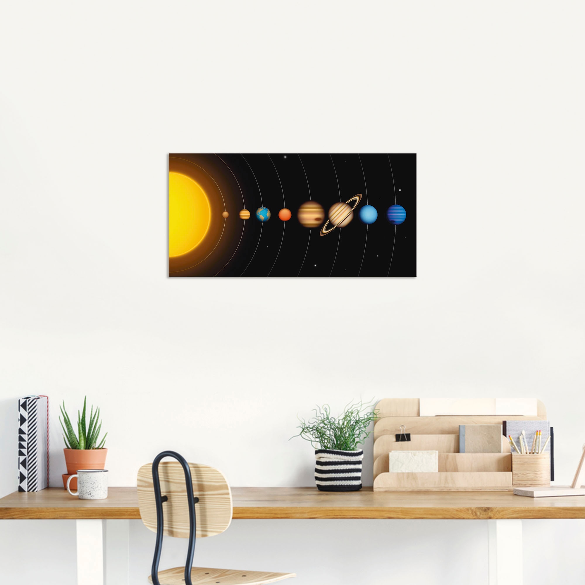 Artland Fresque murale »Vector Sonnensystem mit Planeten« Système solaire 1 cuis tlg. en image aluminium, image sur toile, poster en différentes tailles