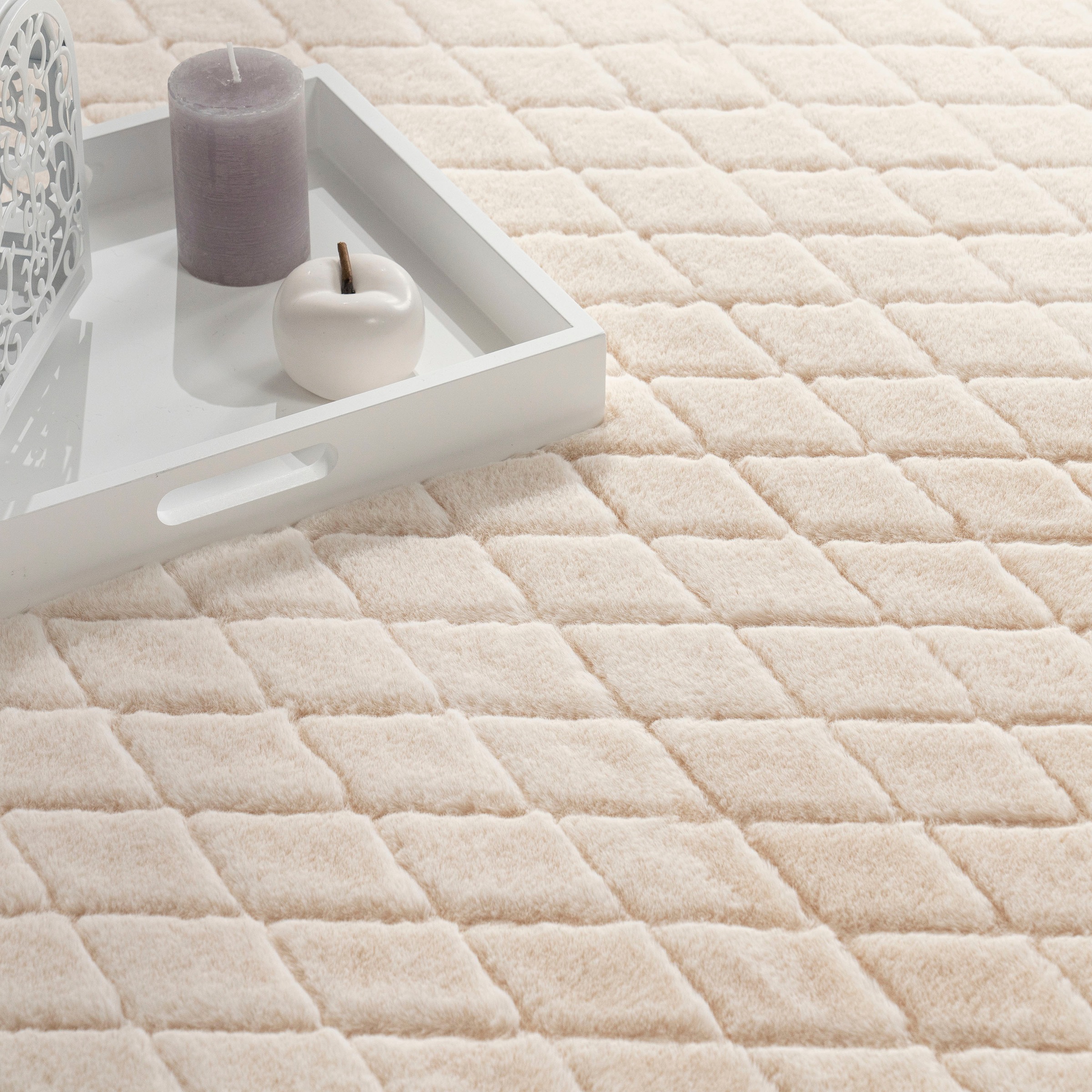 Paco Home Hochflor-Teppich »Arnheim 742« rechteckig 26 mm Höhe Uni Farben, Rauten Muster, besonders weich, Hoch-Tief Effekt