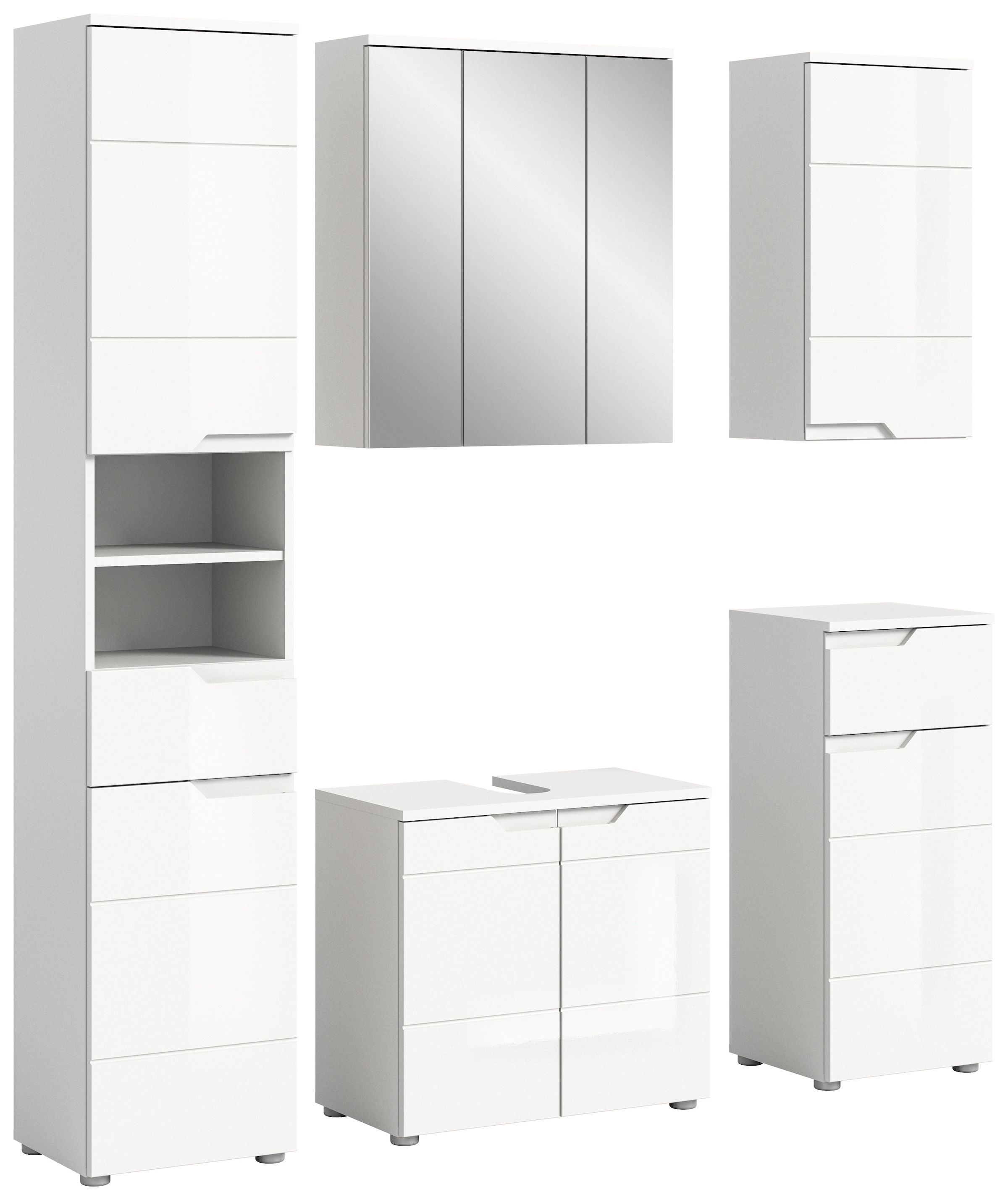 Image of welltime Badmöbel-Set "CAPRI, 5-teilig, mit eingefasster Griffmulde, bestehend aus:"