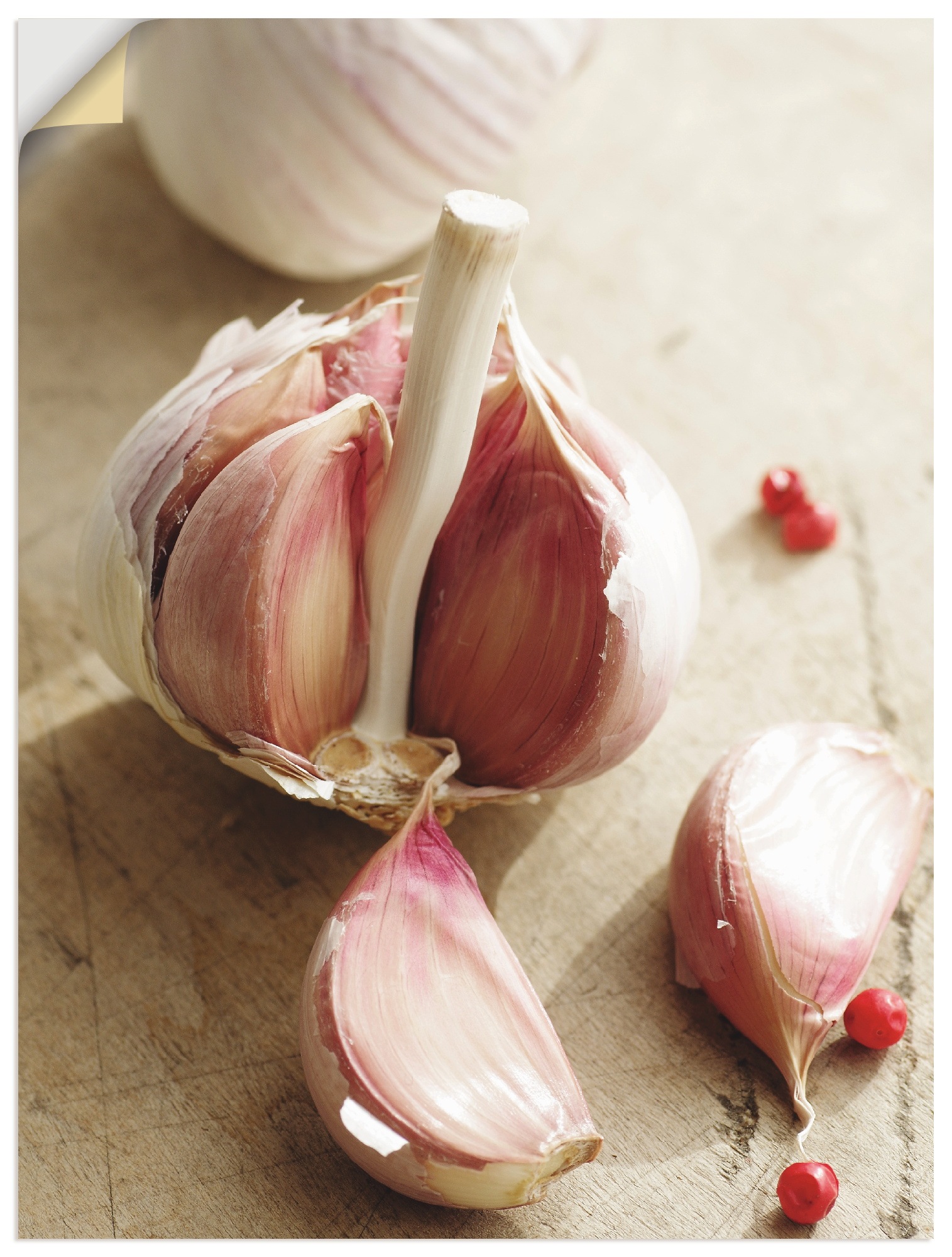 Image of Artland Wandbild »Frisches aus der Knoblauch Knolle«, Lebensmittel, (1 St.), in vielen Grössen & Produktarten -Leinwandbild, Poster, Wandaufkleber / Wandtattoo auch für Badezimmer geeignet bei Ackermann Versand Schweiz