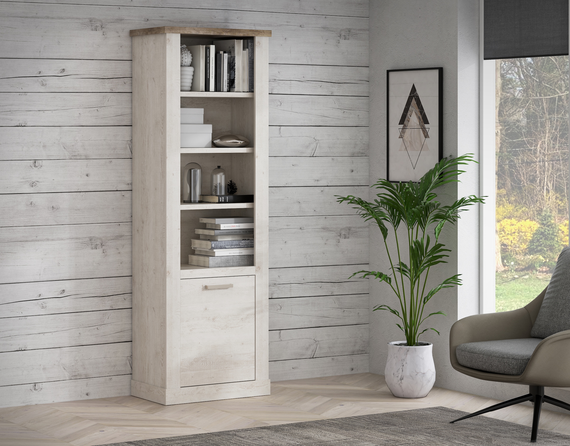 Image of FORTE Bücherregal "Duro" Höhe 212 cm, Aktenregal mit Tür, im Landhausstil