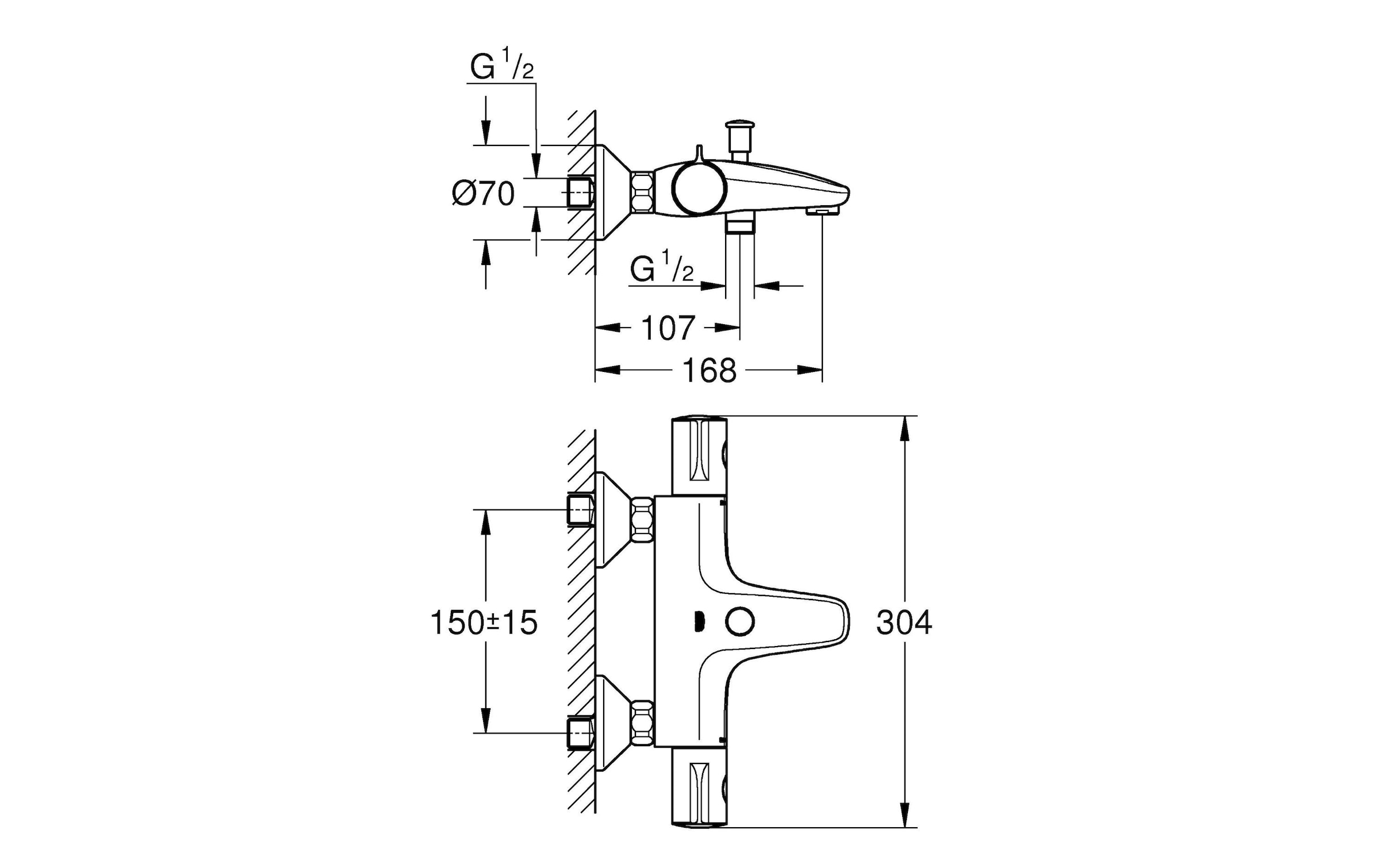 Grohe Badarmatur »Grohtherm 800 Thermostat Wannenbat«