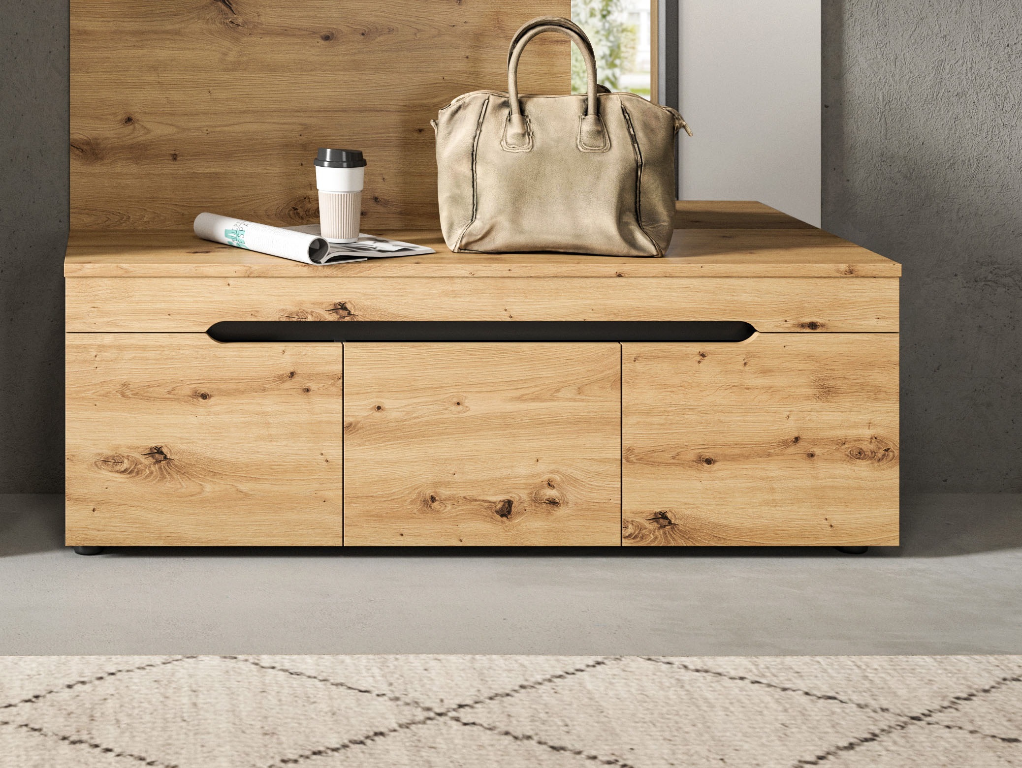 Home affaire Banc »REHAT, TOPSELLER!, Breite 120cm, 3 Türen, 4 Fächer« Capacité env. 10 paires de chaussures,  Banc de vestiaire, banc d'entrée, banc avec rangement, banc