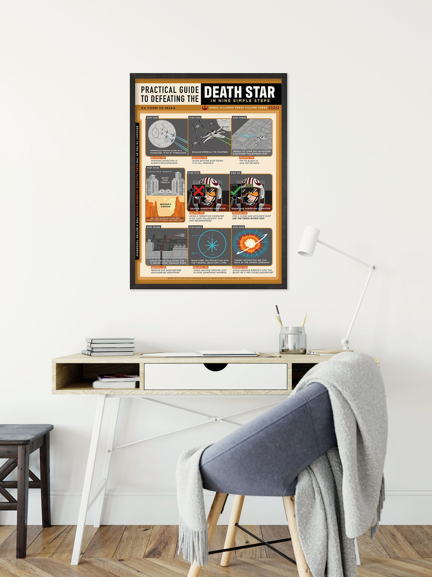 Image of Komar Wandbild "Star Wars Death Star Defeating Guide" Disney Set, 1 Stk. tlg. 40 x 50 cm (Breite x Höhe) - Kinderzimmer, Dekoration