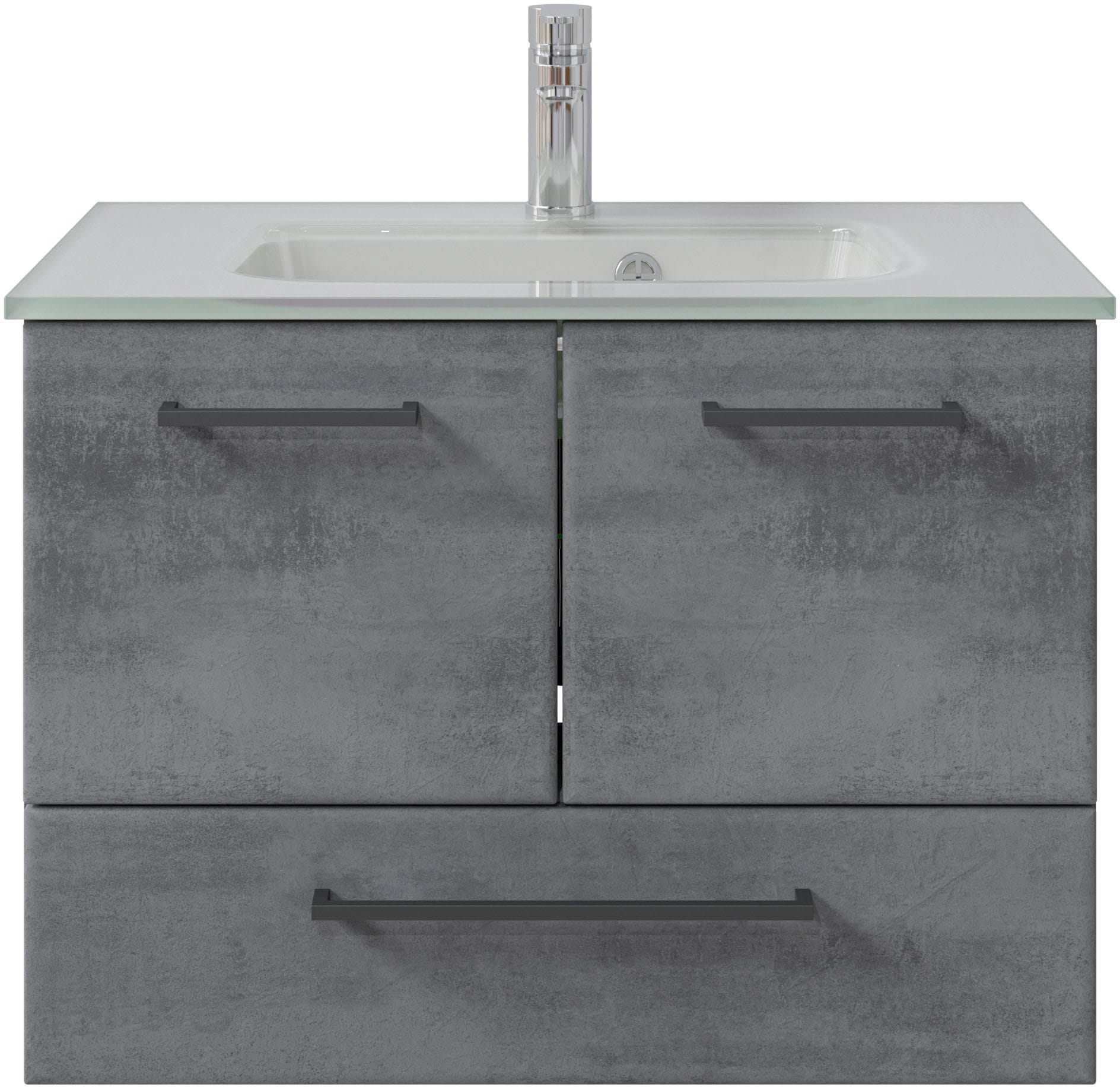 Image of Saphir Badmöbel-Set "Quickset 945 Glas-Waschtisch mit Unterschrank, 74 cm breit, Waschplatz" 1 Stk. tlg.