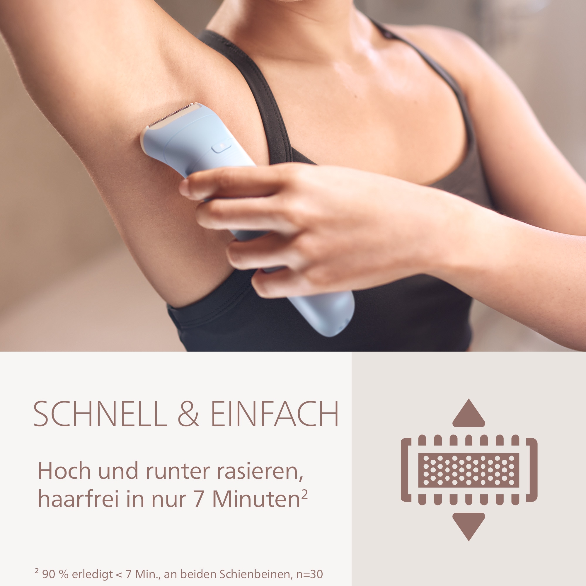 Philips Rasoirs électriques »Lady Shaver Series 6000« 1 cuis Aufsätze kabelloser Rasierer, nass und trocken, inkl. Trimmeraufsatz