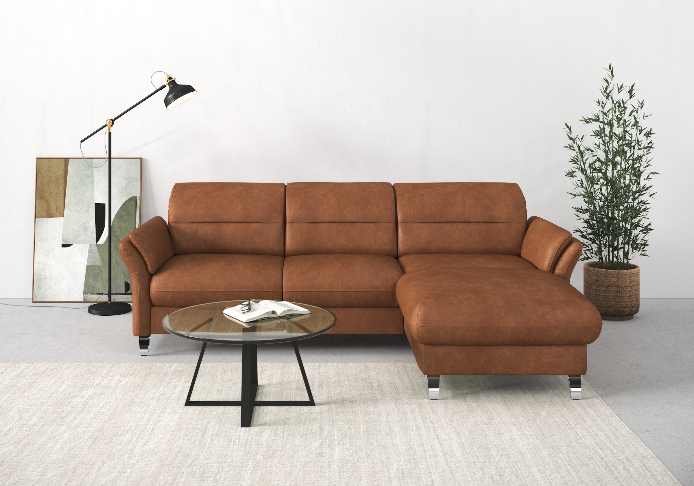 sit&more Ecksofa »Grenoble L-Form mit Federkern«, wahlweise mit Bettfunktion, Bettkasten, Arm- und Kopfteilverstellung
