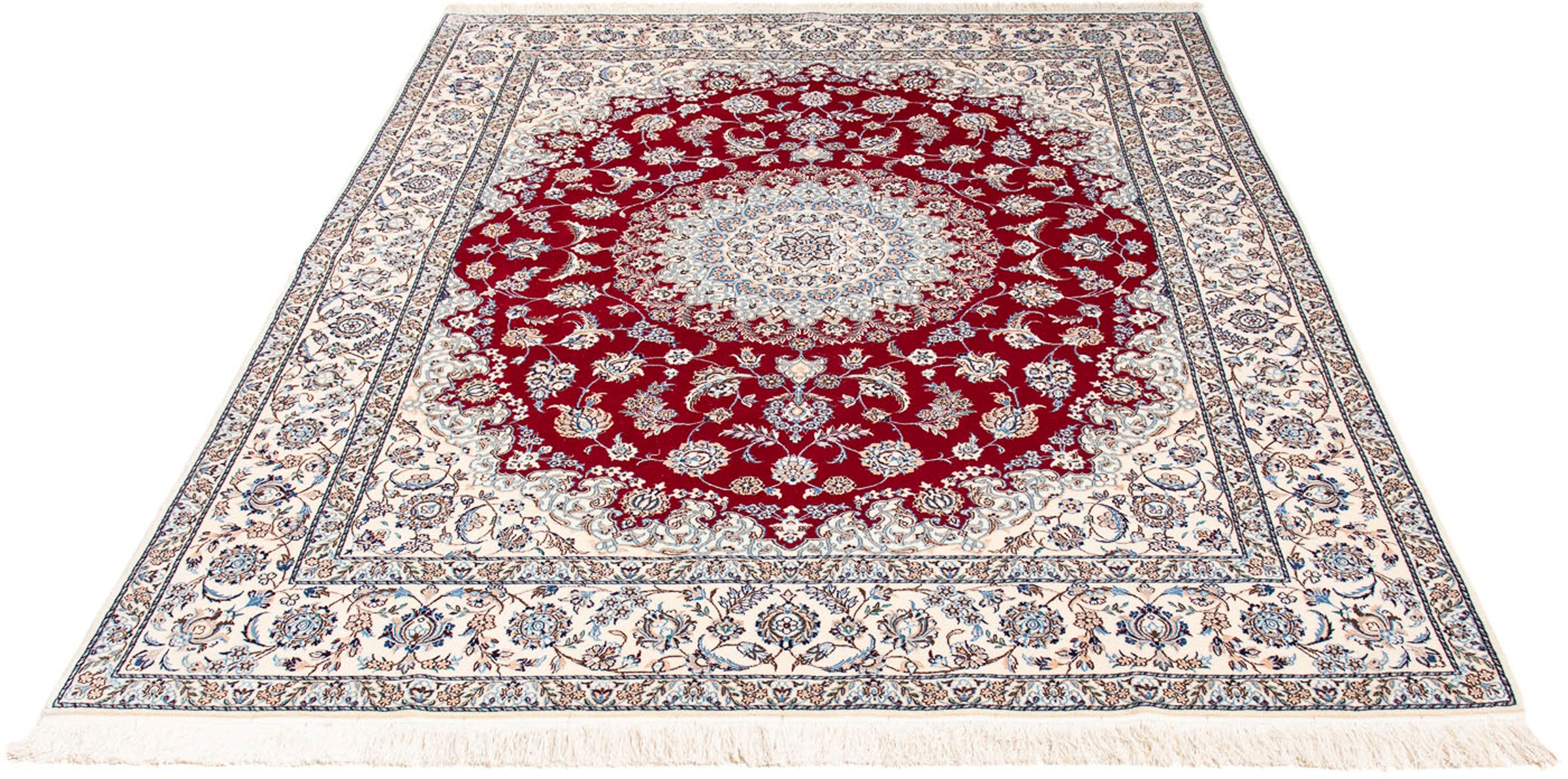 Image of morgenland Orientteppich »Perser - Nain - Premium - 199 x 157 cm - dunkelrot«, rechteckig, 6 mm Höhe, Wohnzimmer, Handgeknüpft, Einzelstück mit Zertifikat bei Ackermann Versand Schweiz