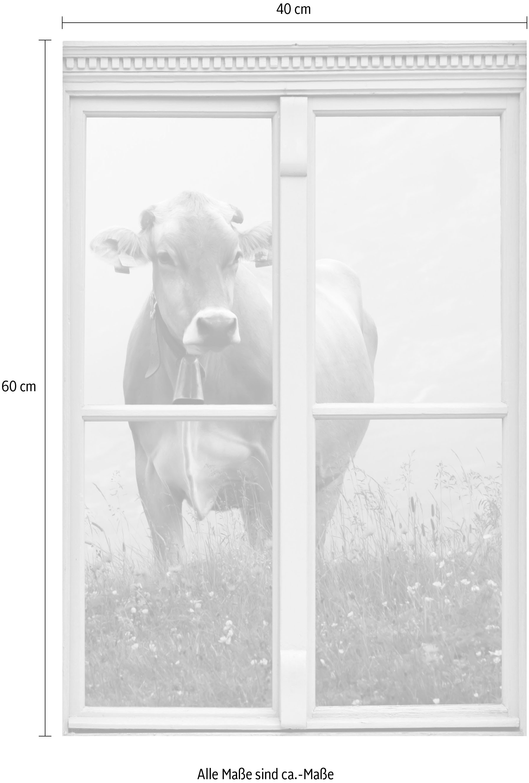 queence Wandsticker »Kuh« Wandsticker, Wandbild, selbstklebend, 3D, Fenster