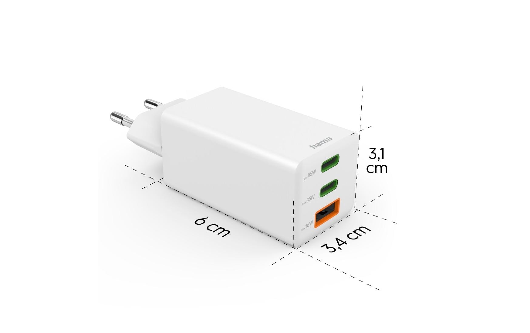 Hama USB-Ladegerät »Gan charger 2x USB-A USB-C 65 W«