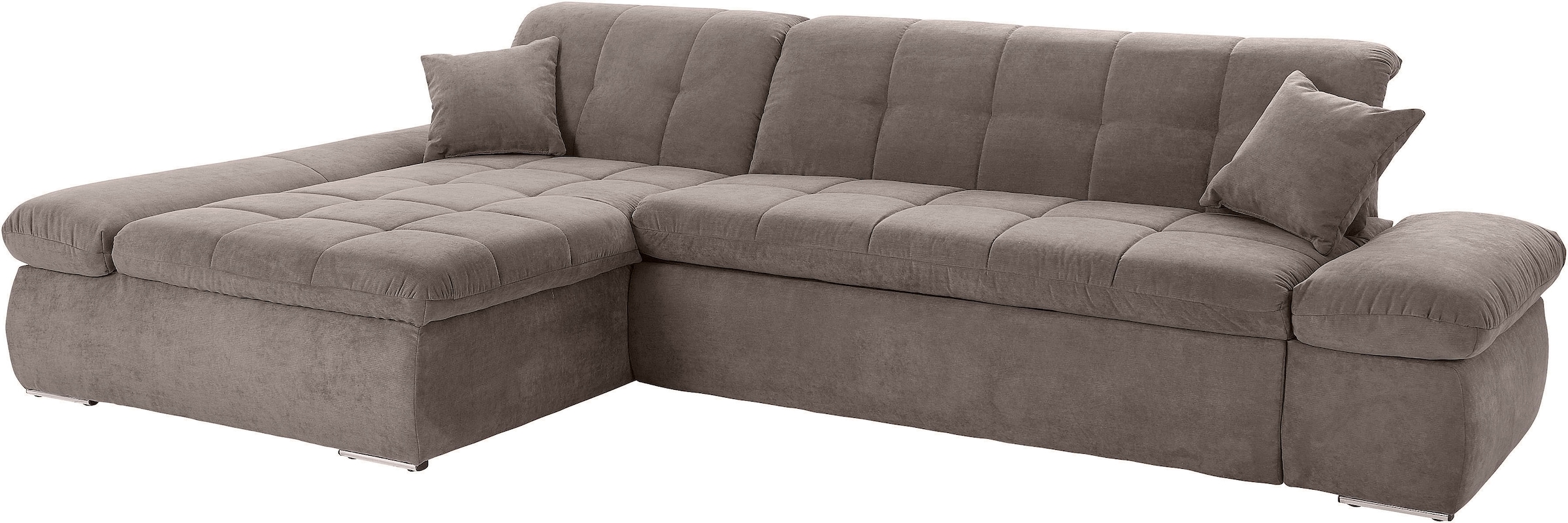 Image of DOMO collection Ecksofa "MORIC Massiv - Belastbar bis 140 kgxSitz, 300x172 cm, XXL-Format" L-Form, Chenilleoptik, taupe