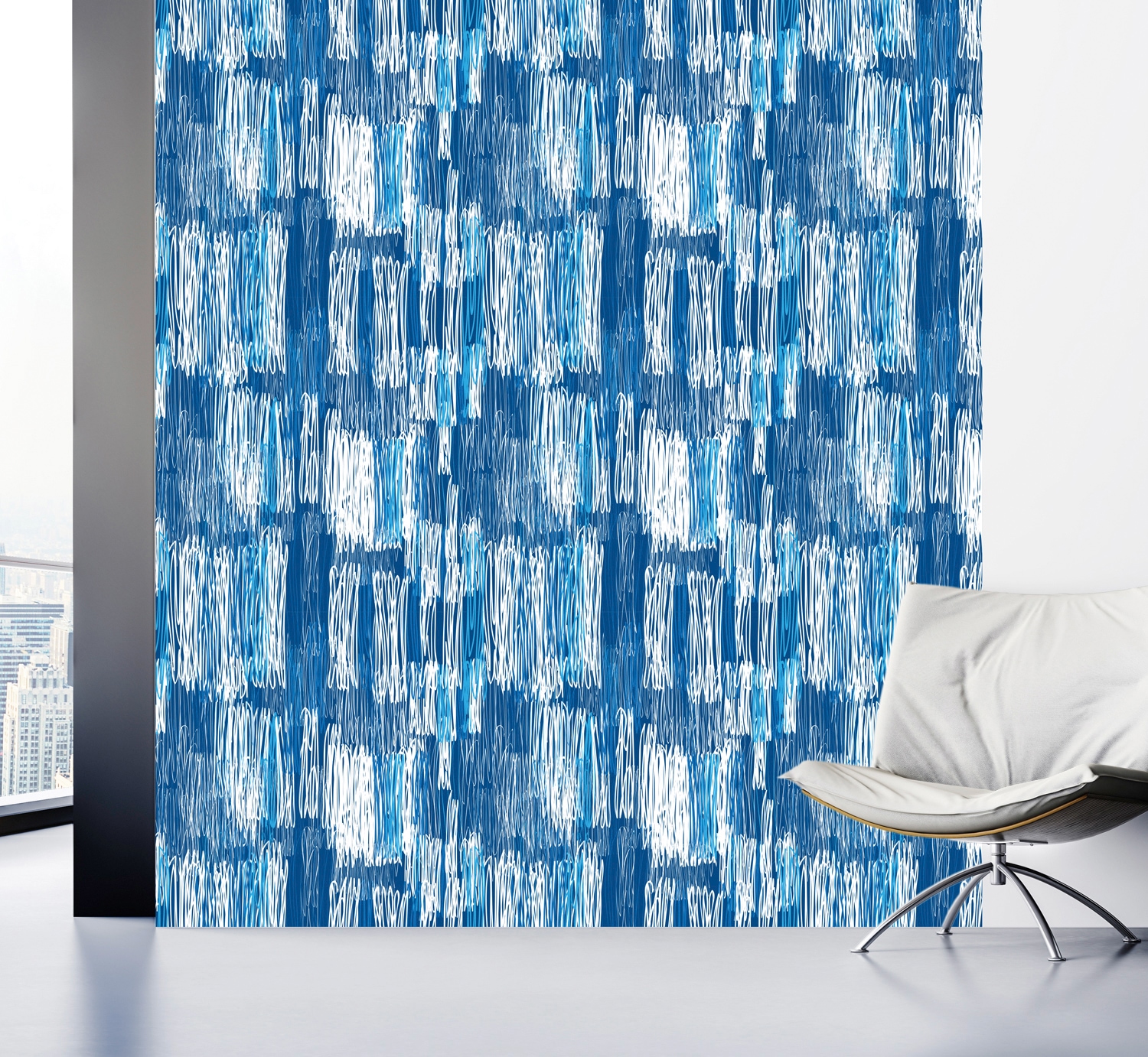 queence Vinyltapete »Muster-Blau«, Streifen, 90 x 250 cm, selbstklebend