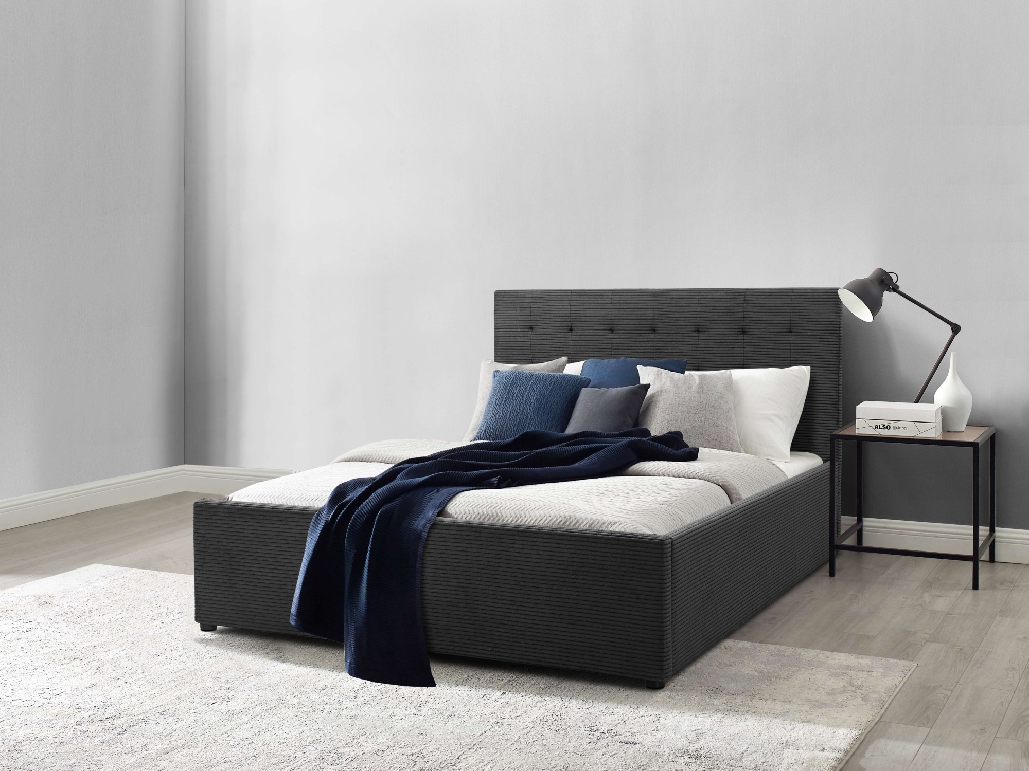 Image of GOODproduct Polsterbett "Hamar, Knopfsteppung im Kopfteil, bis 250 KG belastbar" 3 Breiten: 100cm/ 140cm/ 180cm, in verschiedenen Grössen und Stoffen und Farben