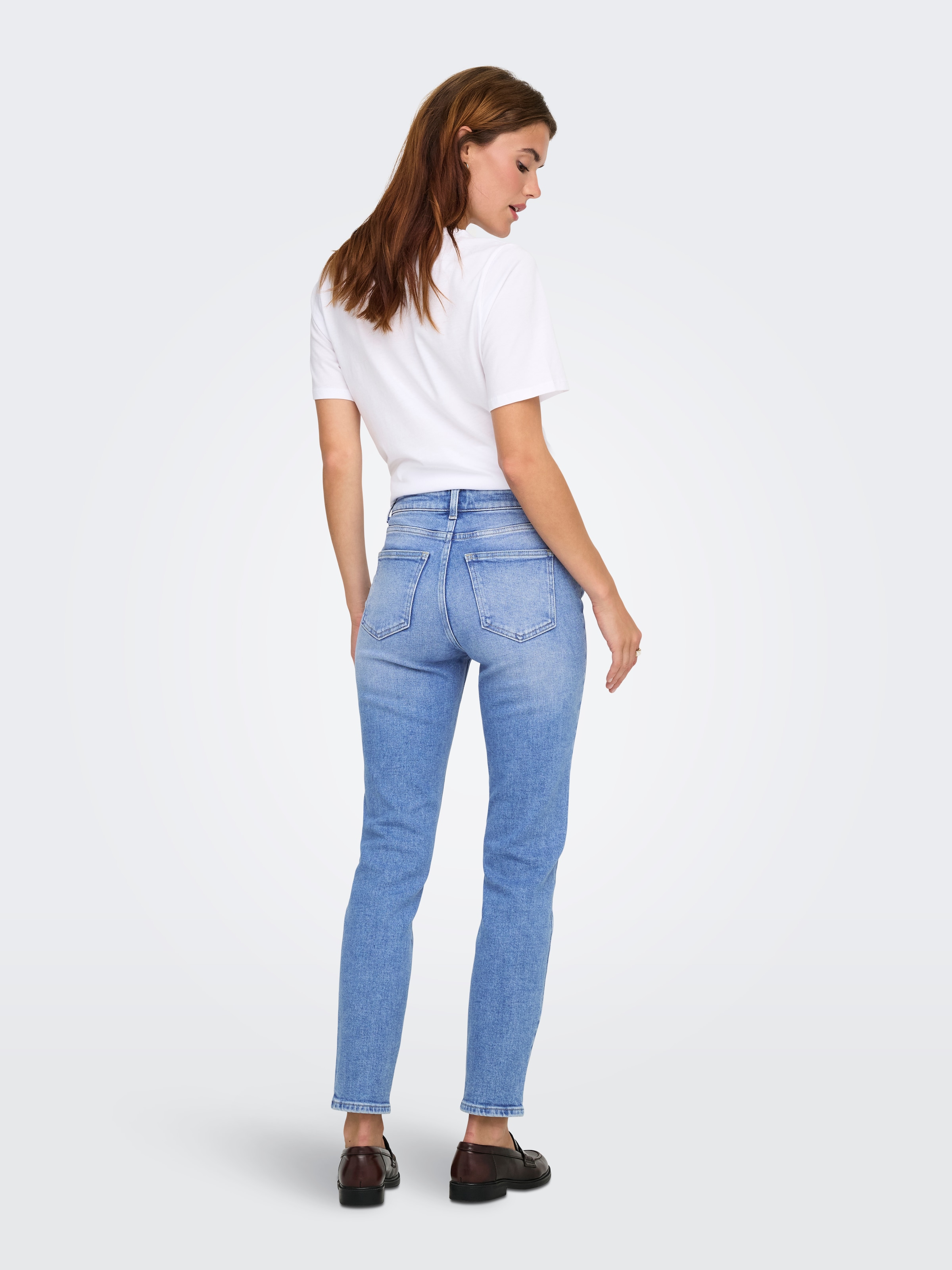 ONLY Straight-Jeans »ONLEMILY STRETCH HW ST AK DNM REA053NOOS« knöchellang, gerade Form, helle Waschung