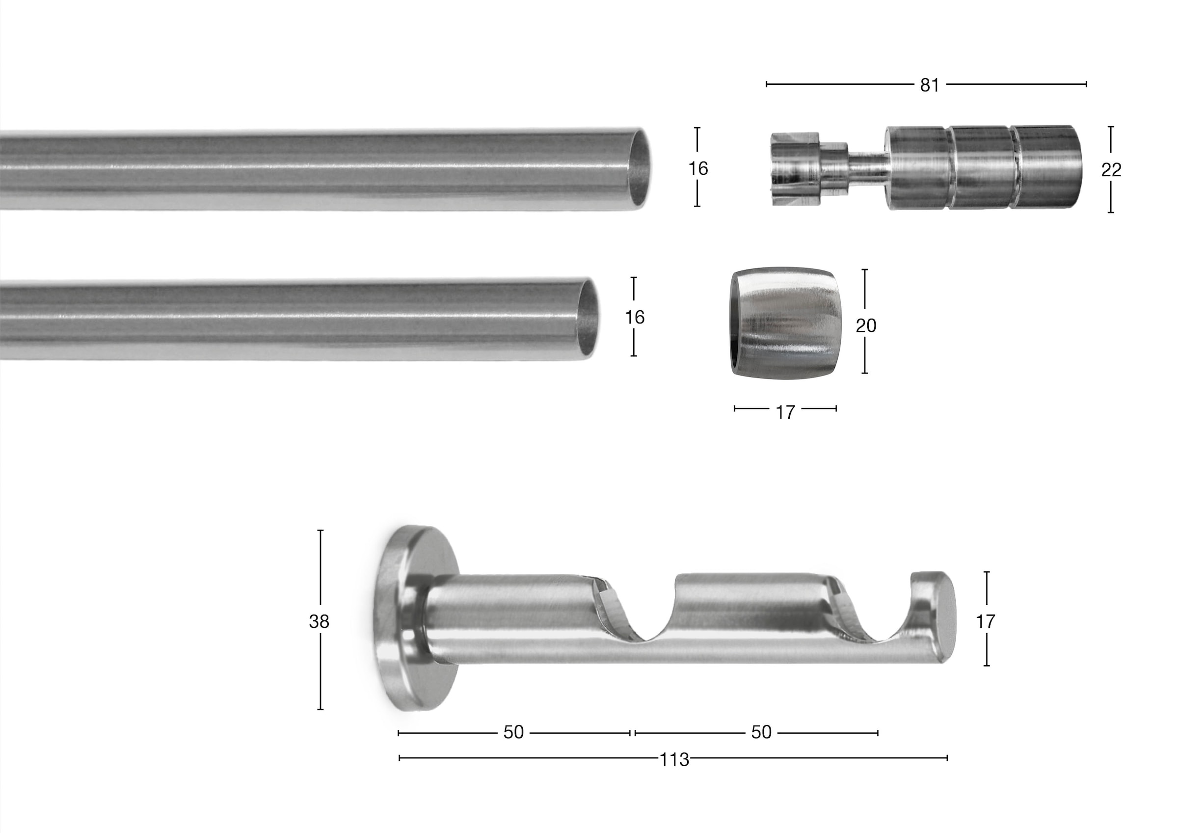 GARESA Gardinenstange »Lisa«, 2 läufig-läufig, Fixmass, Fixlänge 120, 160 und 200 cm, OHNE Ringe