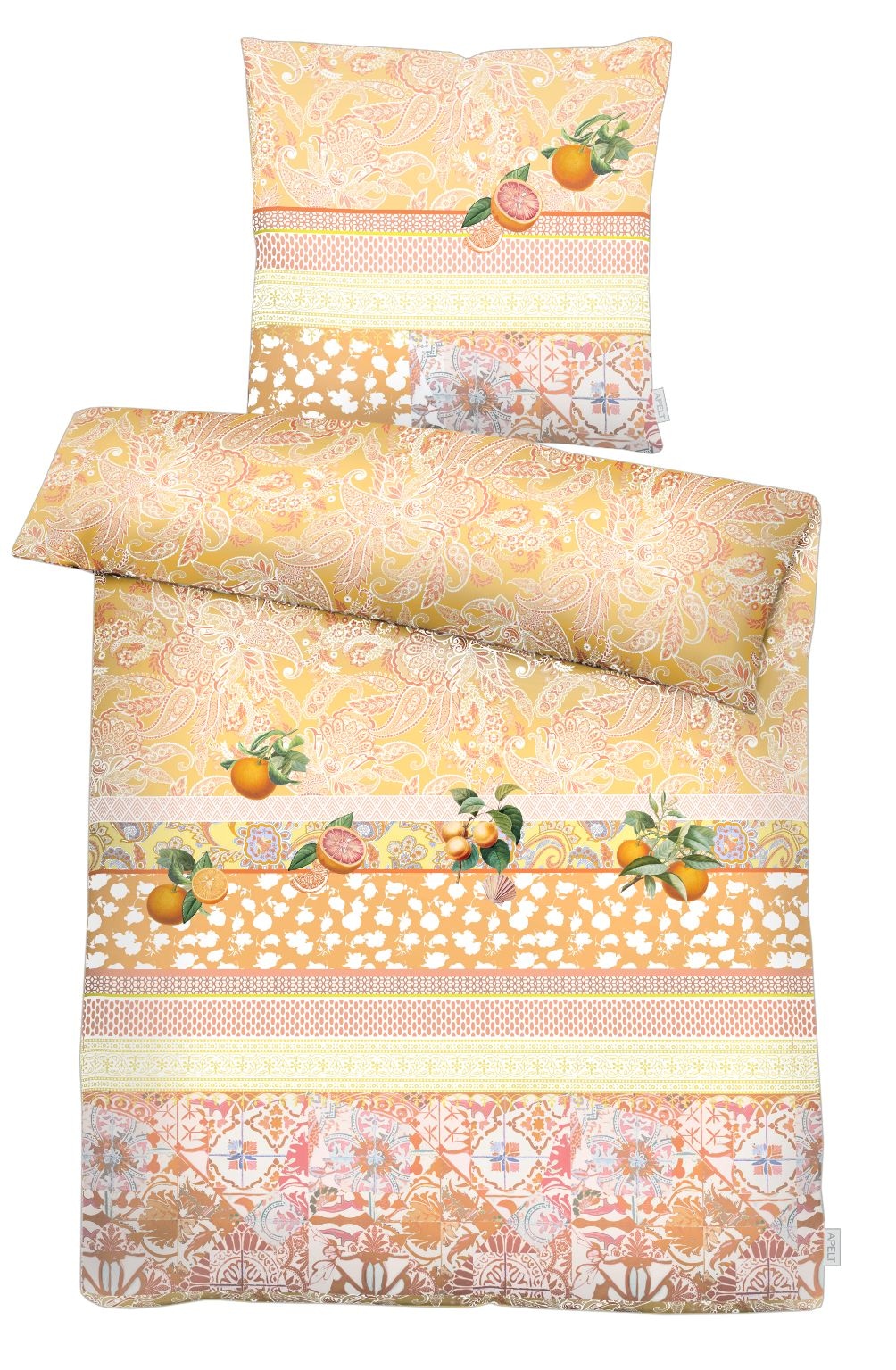 Image of APELT Bettwäsche "Aurora" Paisley Design mit Streifen und Orangen