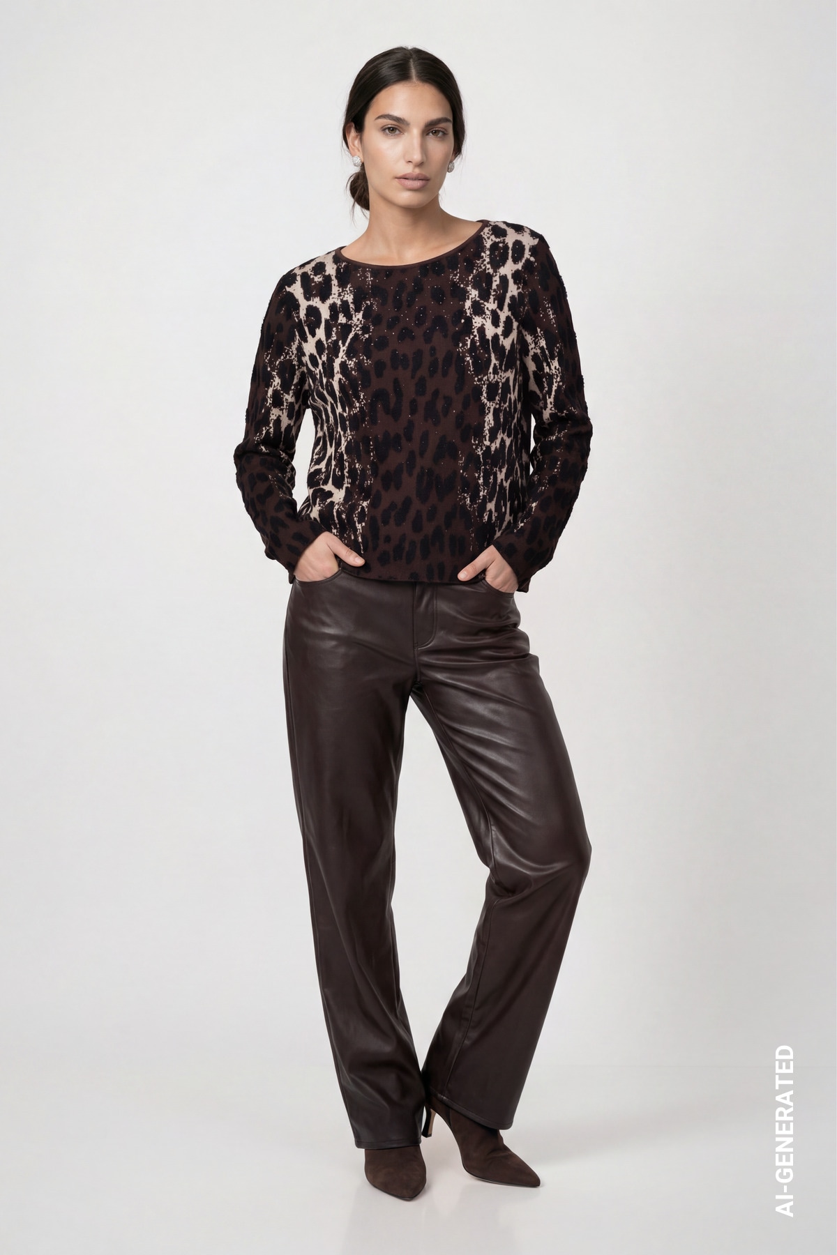 Monari Strickpullover »Pullover Leojacquard« Regular fit mit Strassdetails