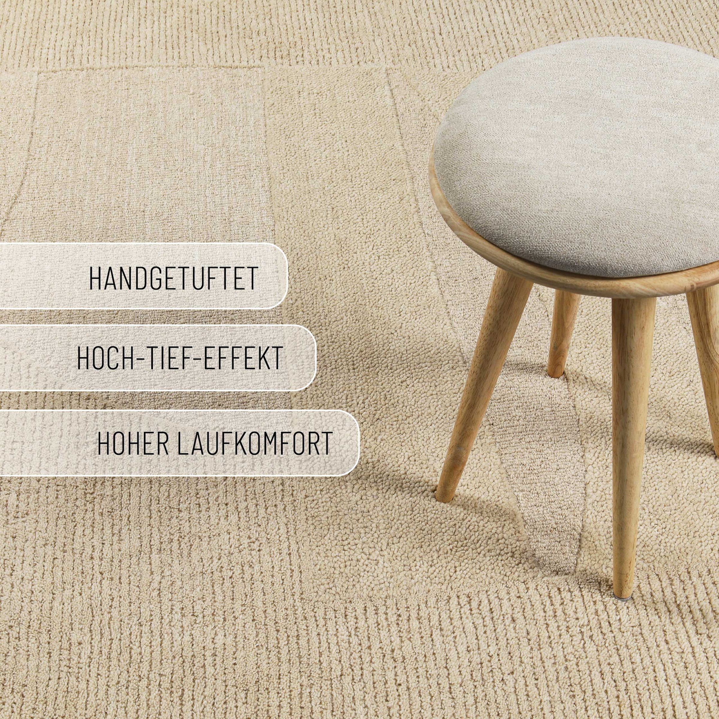 Wecon home Teppich »Dodo« rechteckig 10 mm Höhe Wollteppich, asymmetrisch, hochwertig, handgetuftet, robust, modern