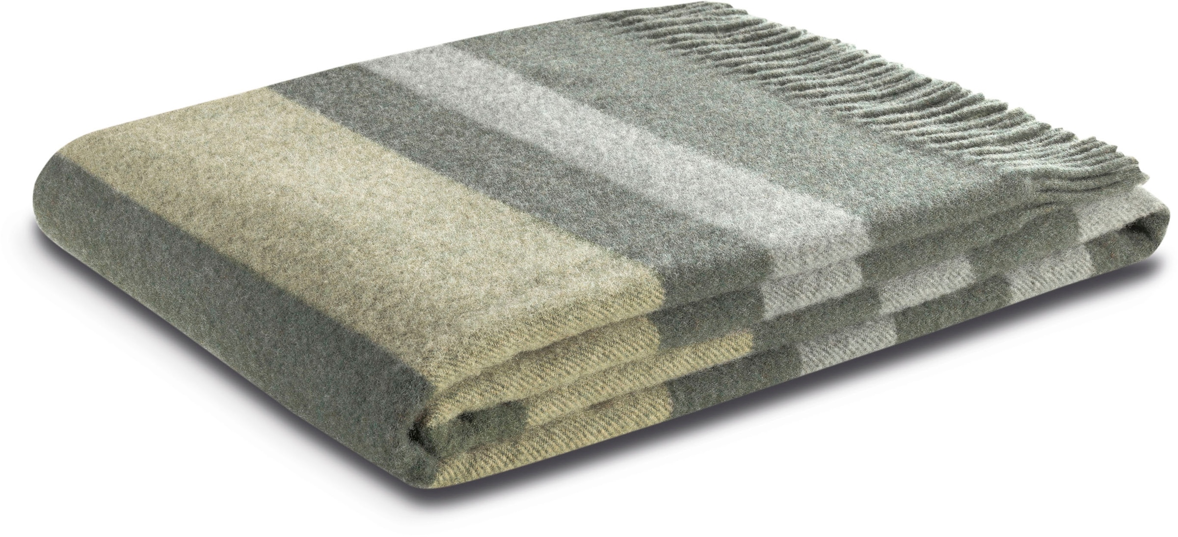 Image of Biederlack Plaid "Moss Charming mit hochwertigen Fransen" Wolle-Kaschmir-Mix