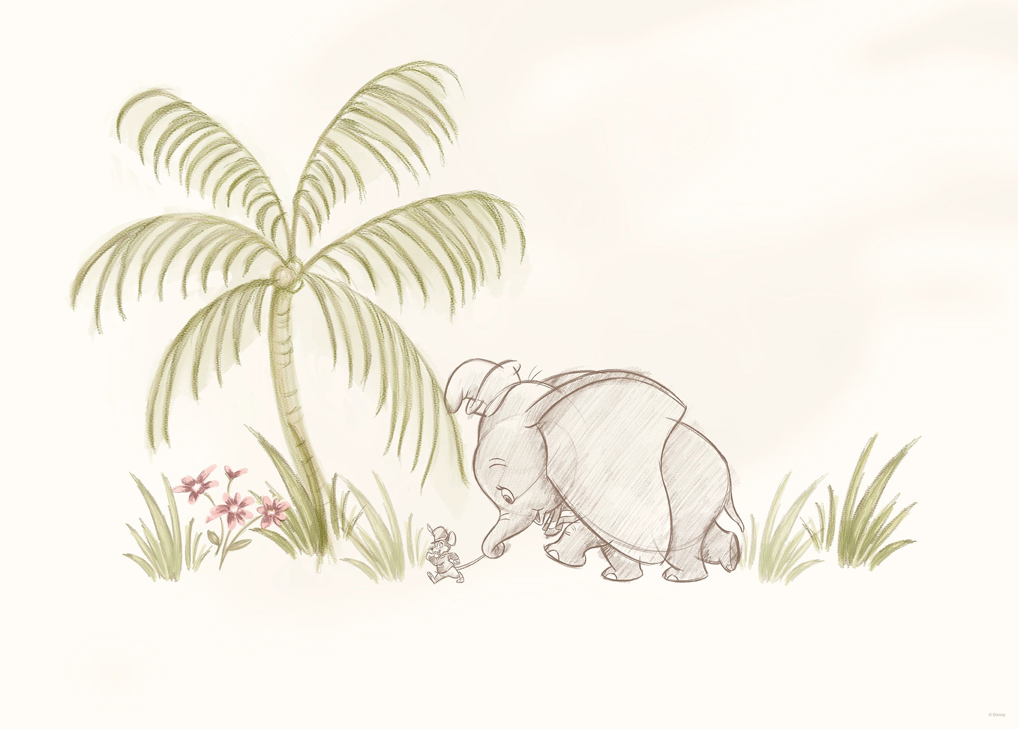 KOMAR Poster d'Art - Dumbo Sous Un Palmier - 50 x 70 cm