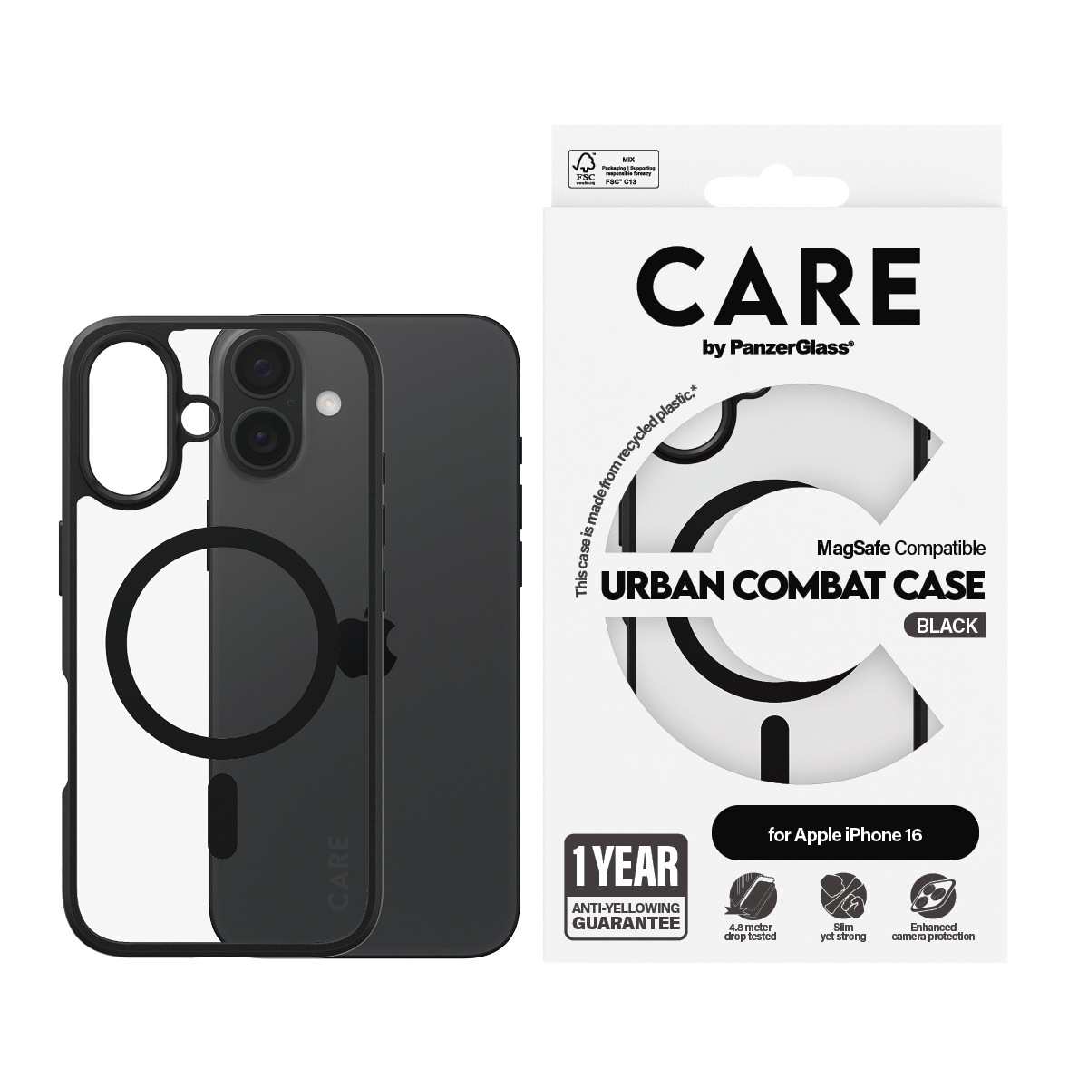 Image of CARE by PanzerGlass Handyhülle "Urban Combat Case mit MagSafe für Apple iPhone 16" Backcover, Schutzhülle, Handyschutzhülle, Case, Schutzcase, stossfest