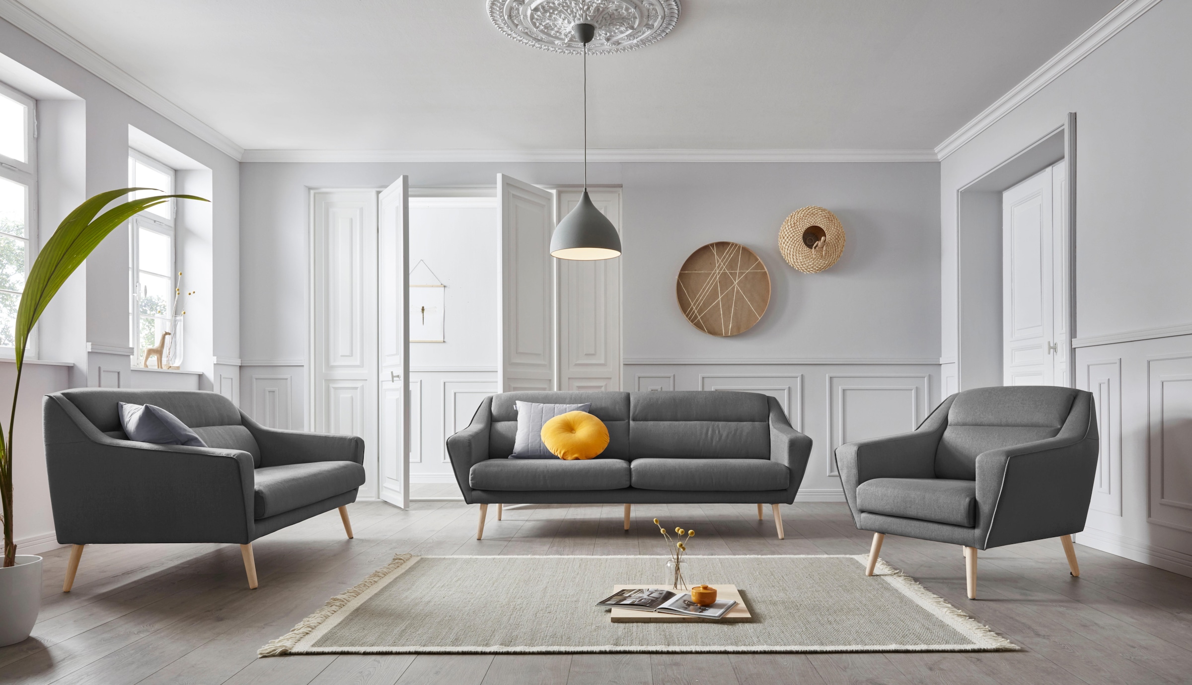 andas 2-places »Bille« mit Naht im Rückenkissen und Eiche-Beinen, Design by Morten Georgsen