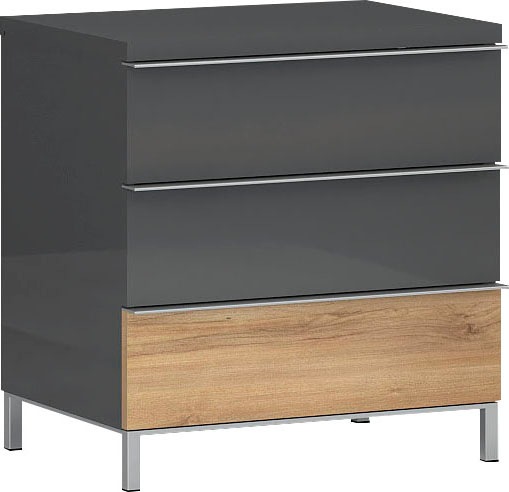 Image of GOODproduct Nachtkonsole "Onyx, Nachttisch mit 2 oder 3 Schubladen, UV Lackierung Hochglanz" mit Soft-Close-Funktion, Masse (B/T/H) 56/41/43 oder 59cm