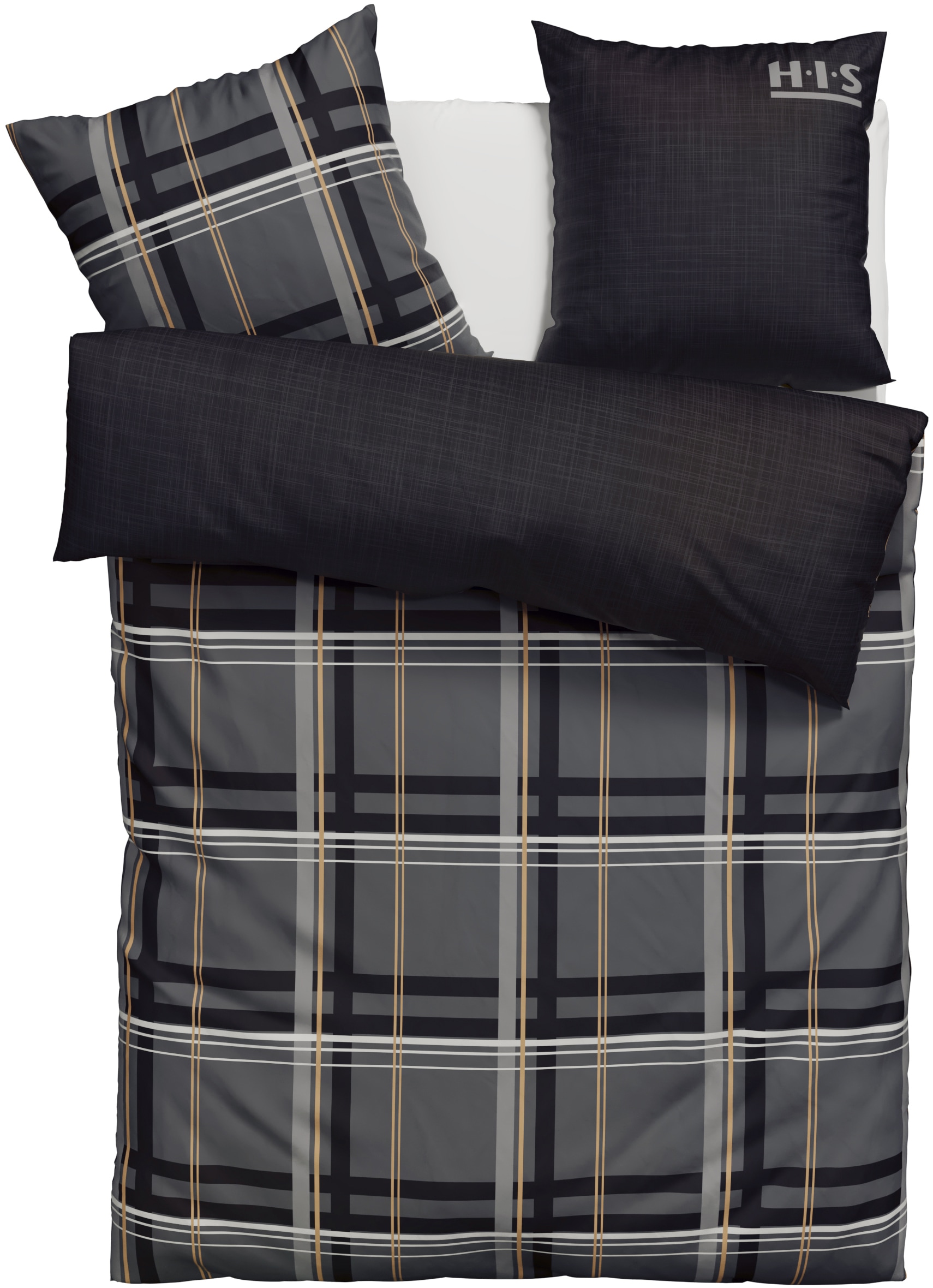 H.I.S Linge de lit réversible »Talin« 2 cuis NEUHEIT in Gr. 135x200 oder 155x220 cm, 100% Baumwolle, Karo-Design