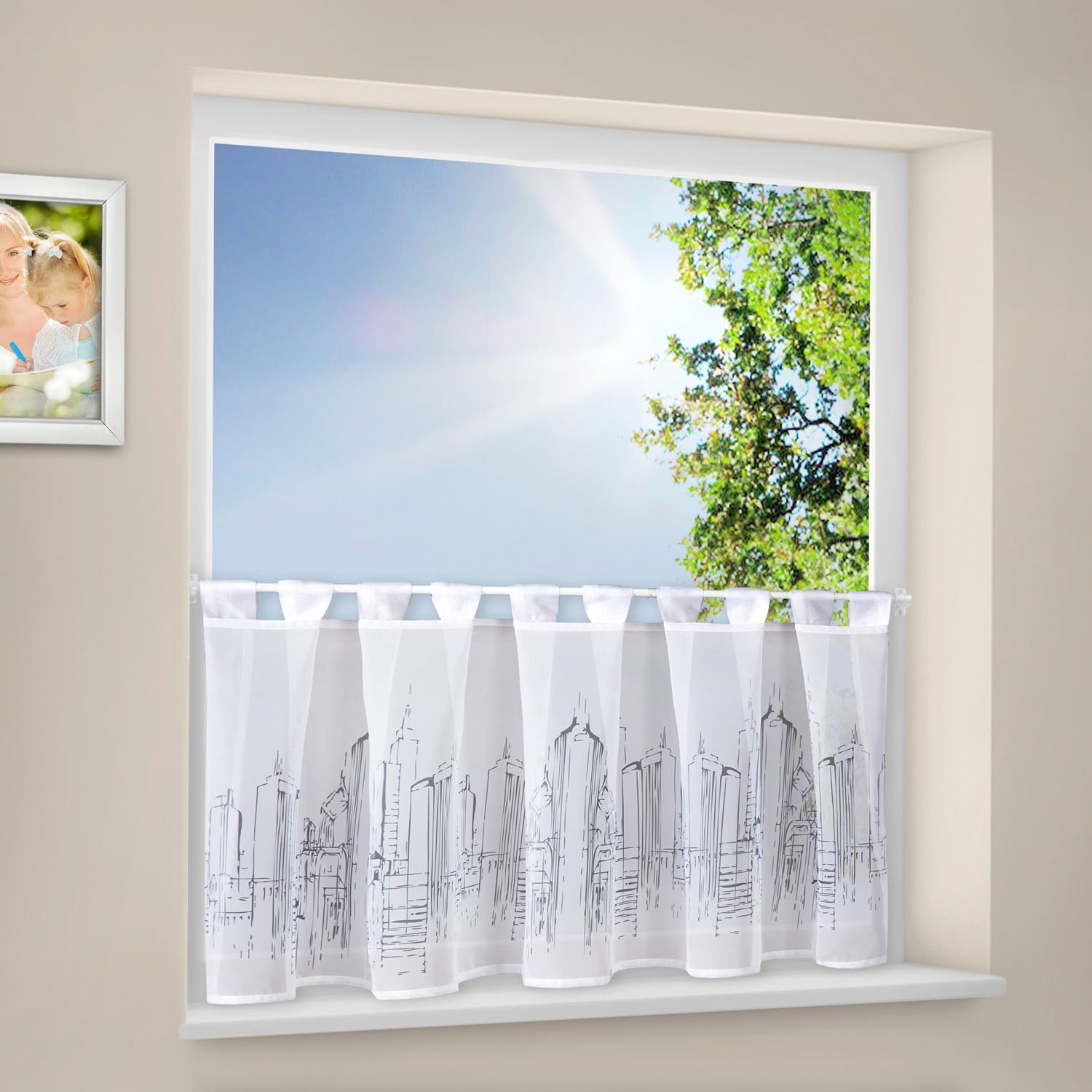 Gerster Scheibengardine »Paul« Schlaufen 1 Stk. tlg. HxB: 50x150, mit modernem Druckdesign