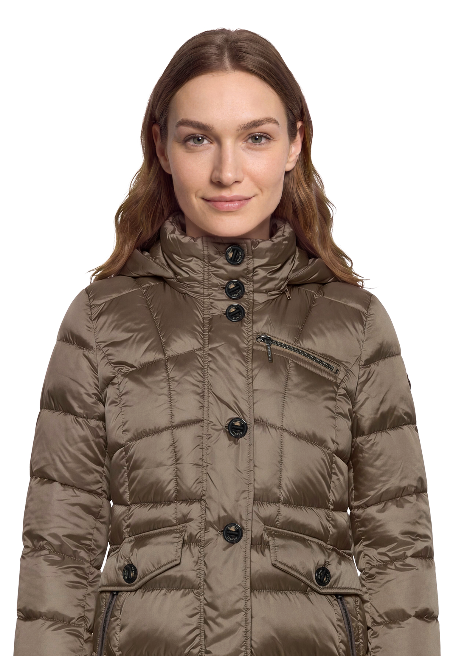 Gil Bret Manteau matelassé Manteau d'hiver avec capuche amovible et fermeture éclair / patte de boutonnage