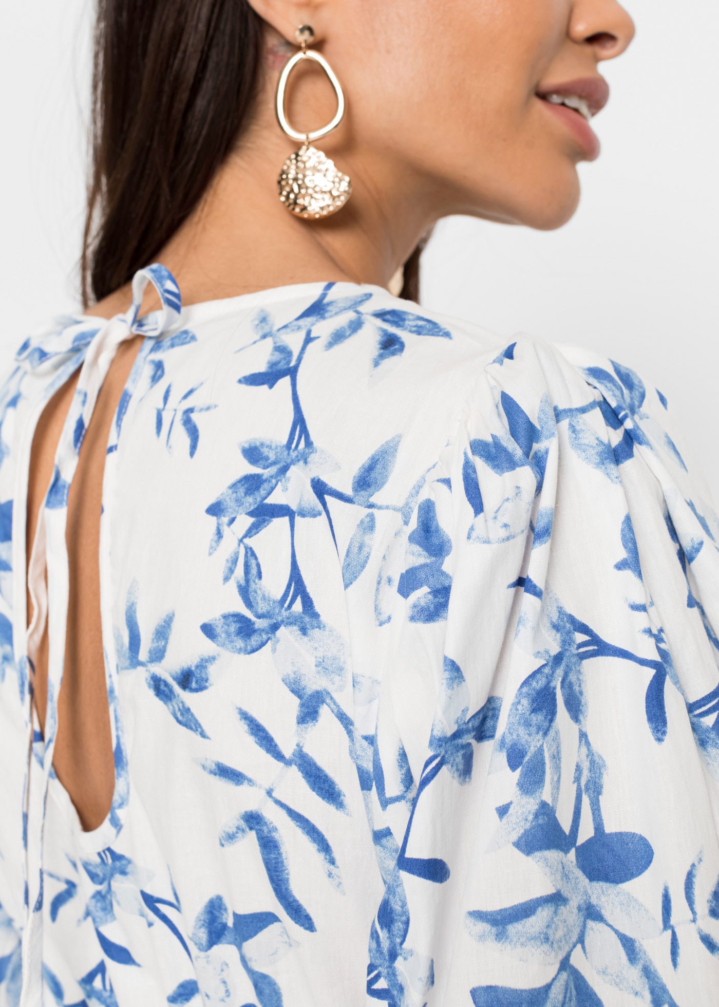 bonprix Mini-robe für eleganten Look, aus Baumwolle, A-Linie Passform, Kurzarm-Design