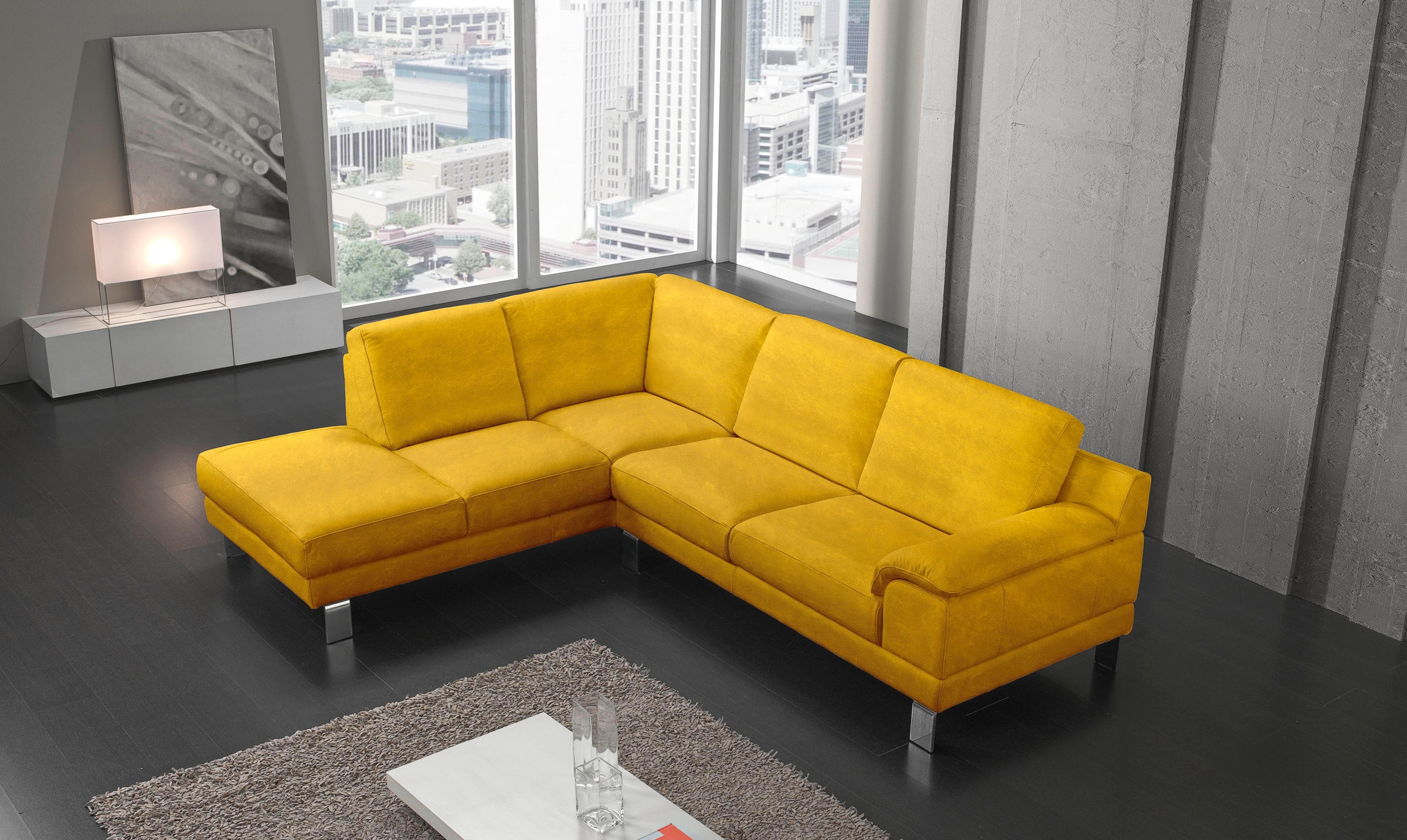 Image of Egoitaliano Ecksofa "Shakira, Design und Sitzkomfort auf hohem Niveau, tolle Details" mit Ottomane, L-Form, elegante Metallfüsse