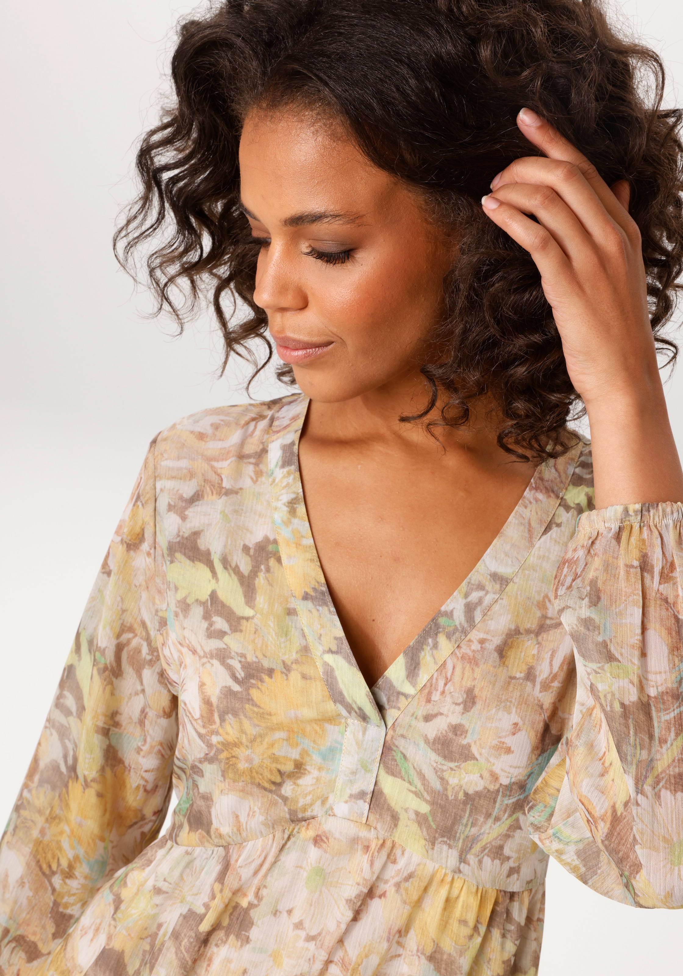 Aniston CASUAL Maxi robe mit pastellfarbenen Blumendruck - NEUE KOLLEKTION