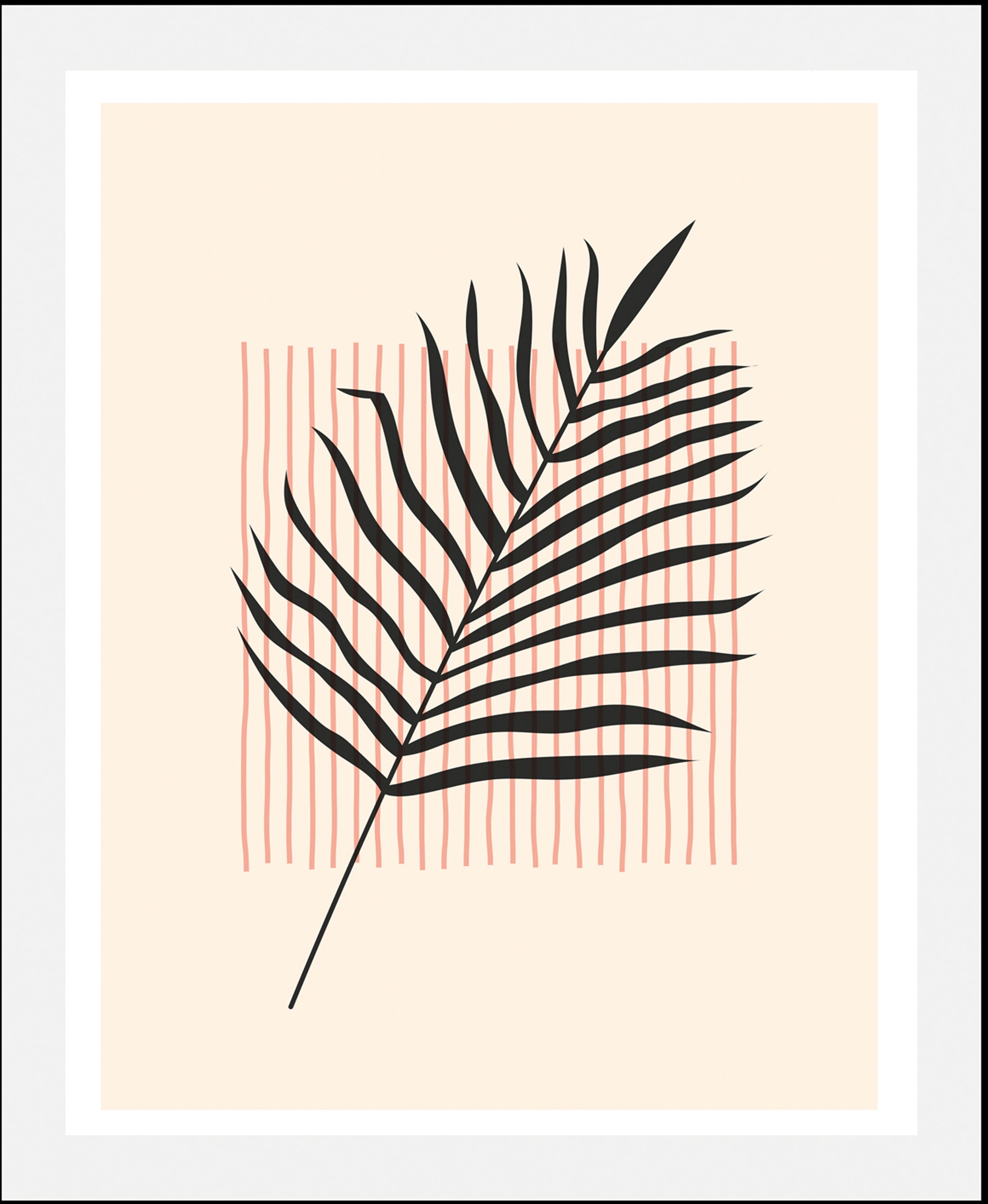 Image of queence Bild "Leaf" Abstrakt Figuren Pflanzen Pflanzenbilder Schriftzug Schriftzüge 1 Stk. tlg. gerahmt