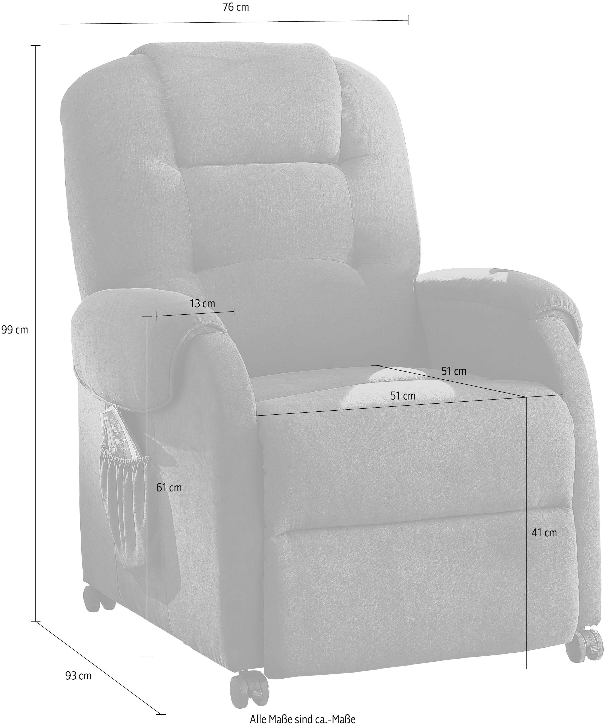 ATLANTIC home collection Relaxsessel »Tobi«, mit Relaxfunktion, Federkern & Aufbewahrungstasche