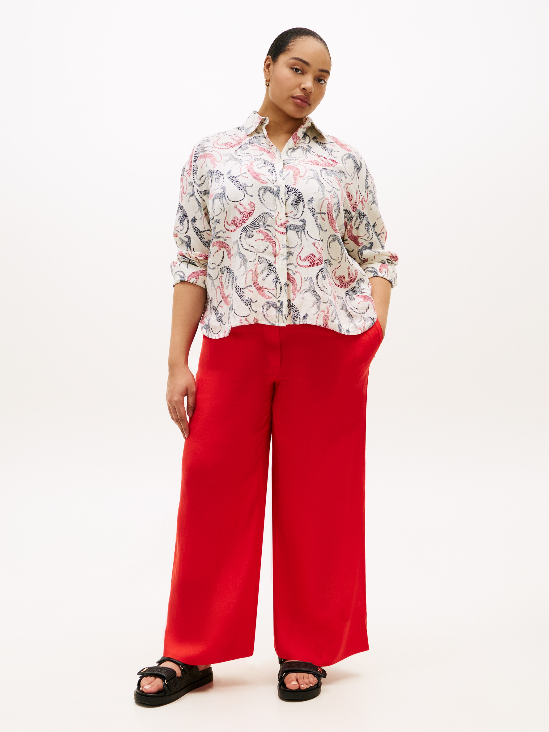 Tommy Hilfiger Curve Pantalon en tissu »CRV ESS LINEN PULL ON PANTS«  in grossen Grössen