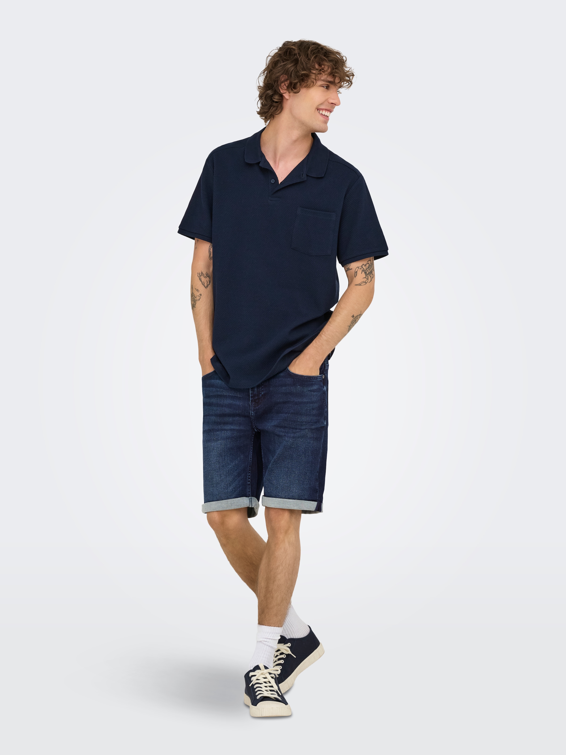 ONLY & SONS Jeansshorts »ONSPLY JOG DBD 0025 ANA DNM SHORTS NOOS« Baumwollmischung, regular fit