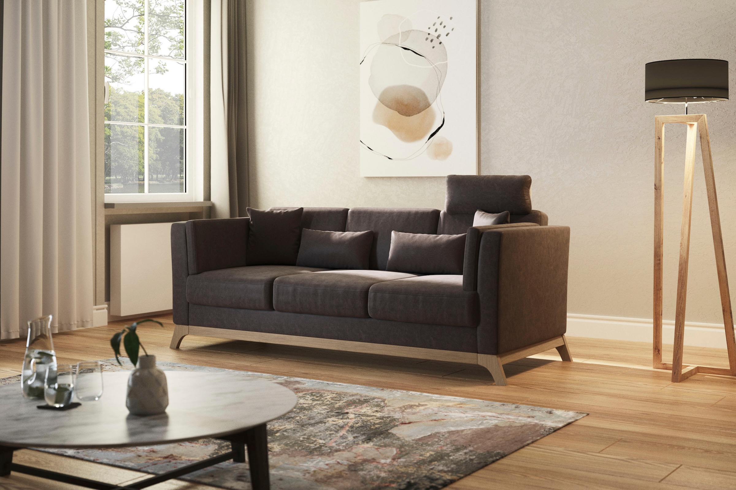 Image of Home affaire 3-Sitzer "Viva" mit Holzrahmen aus Buche