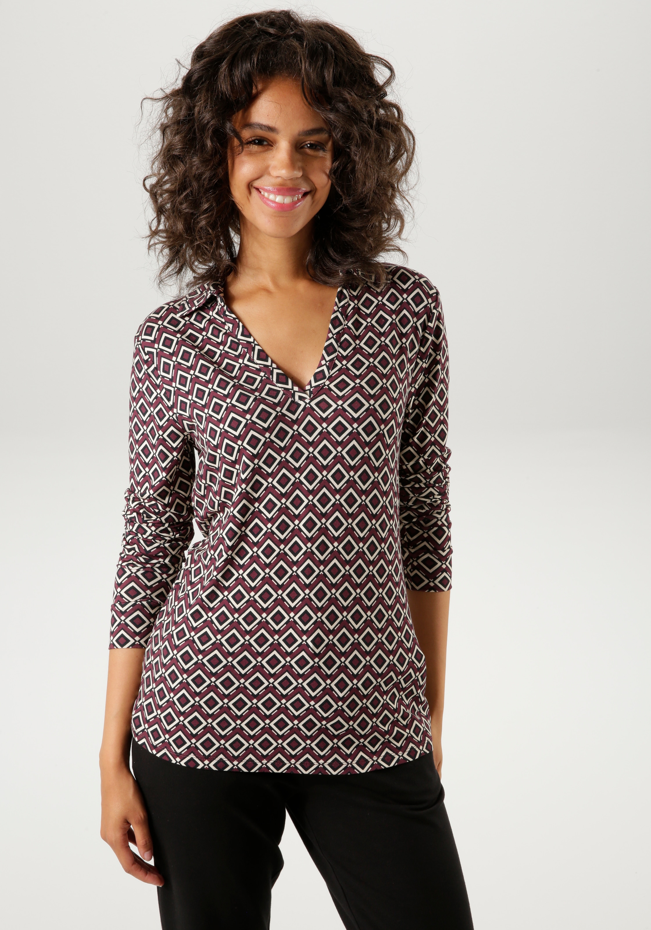 Shirtbluse, mit trendfarbenem Retro-Muster - NEUE KOLLEKTION