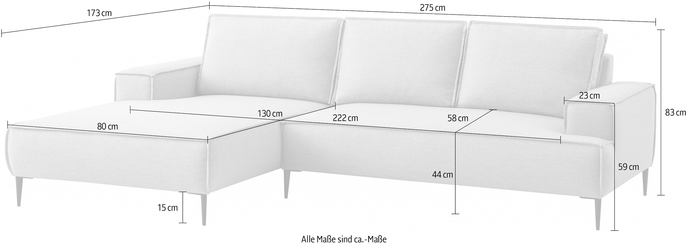 GOODproduct Canapé d'angle »TVINNU, L-Form, 275cm, in Cord und Leinenoptik« wahlweise Recamiere rechts/links, schwarze Füsse, bequemer Sitzkomfort
