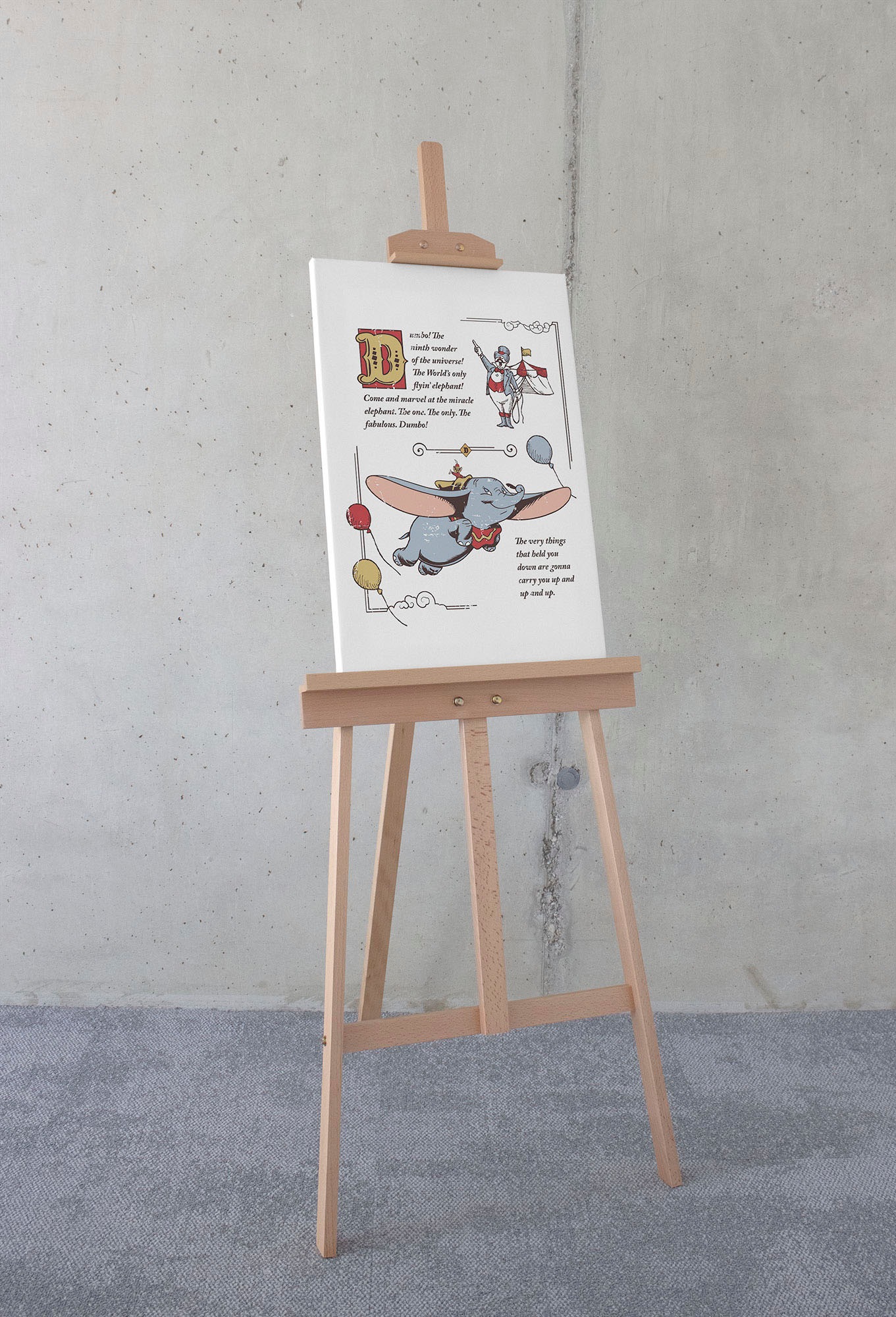 Image of Komar Leinwandbild "Dumbo the Flying Elephant - Grösse 40 x 60 cm" Disney 40 x 60 cm (Breite x Höhe), 1 Stk. tlg. Keilrahmenbild mit Echtholzrahmen, Kinderzimmer
