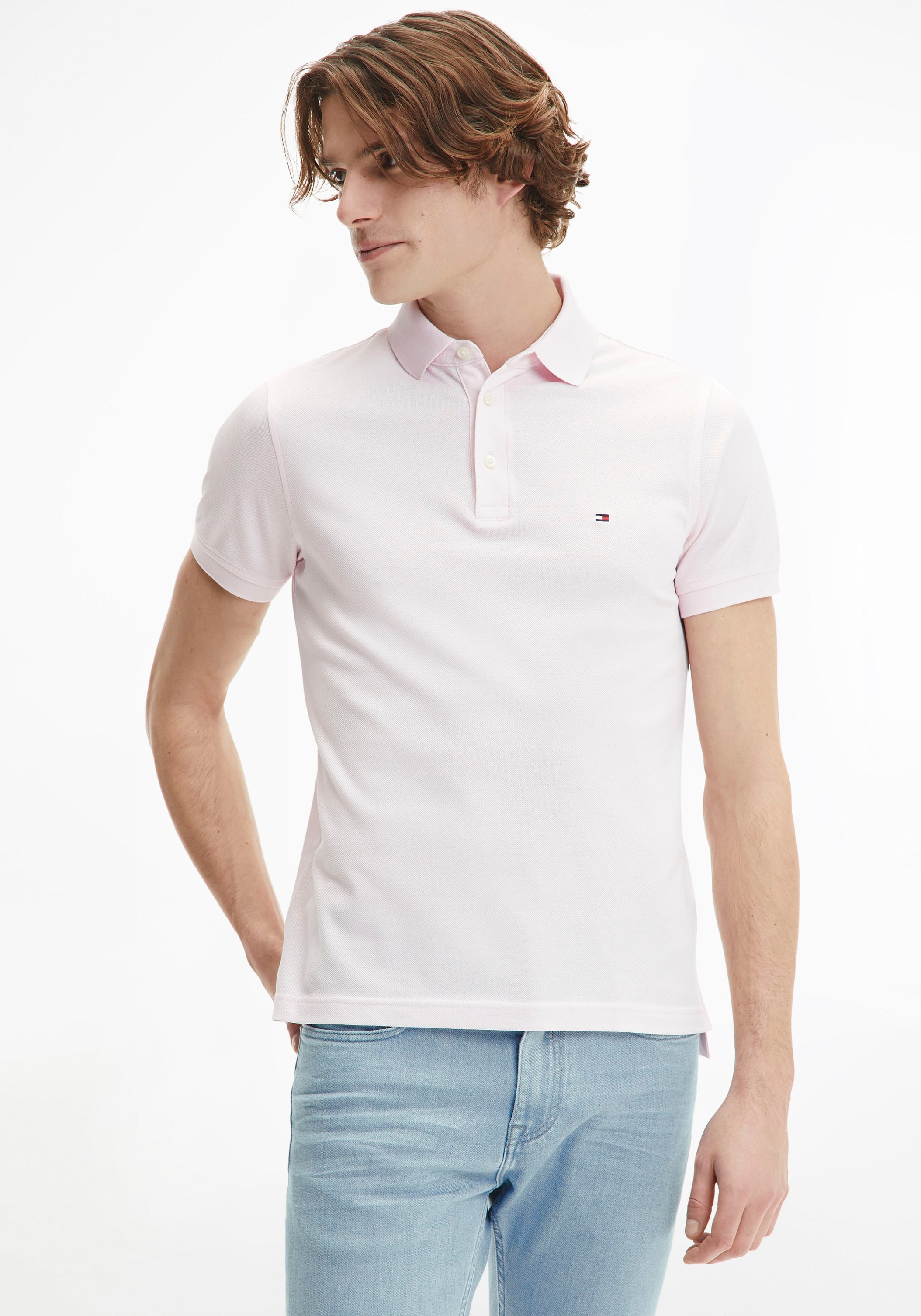 Image of Tommy Hilfiger Poloshirt "1985 SLIM POLO" Markenstickerei, aus Baumwoll-Piqué