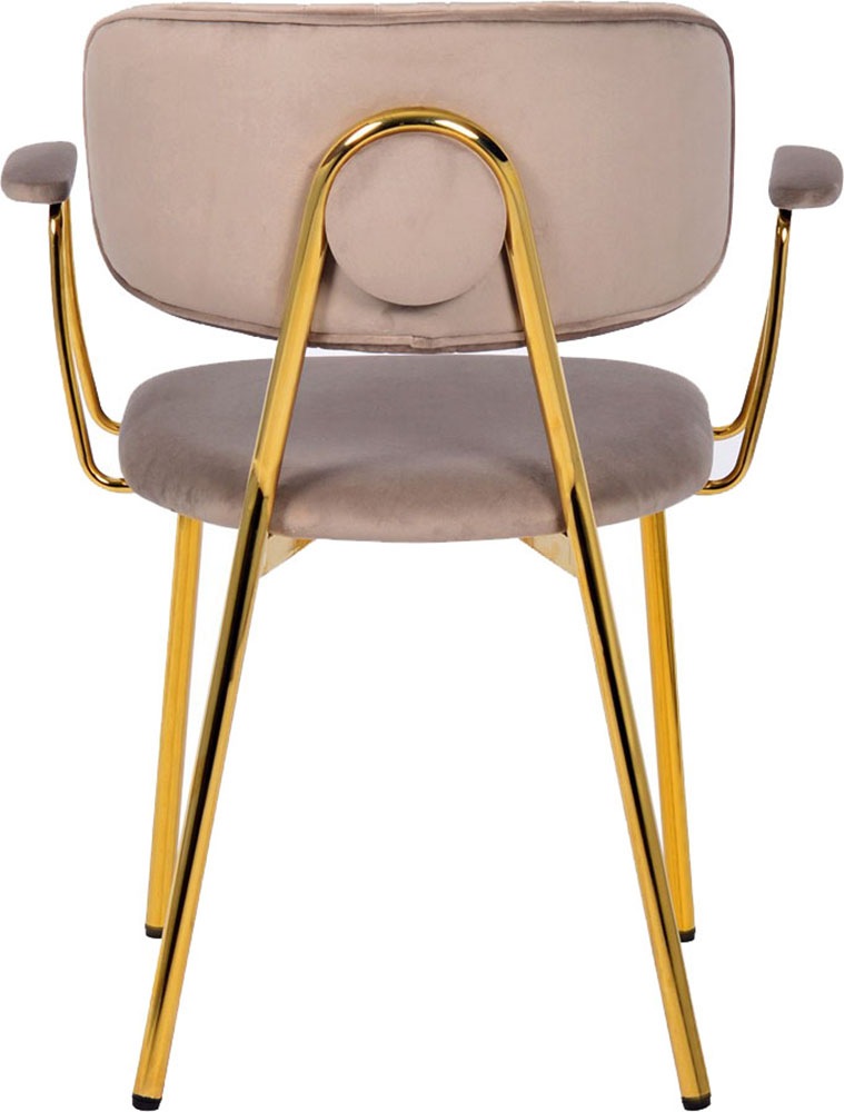 Kayoom Chaise rembourrée »Stuhl Giselle 225 2er-Set, Gestell aus Edelstahl« (Set) 2 cuismit Armlehnen, goldenes Gestell aus Edelstahl, Samtbezug, Ziernähte
